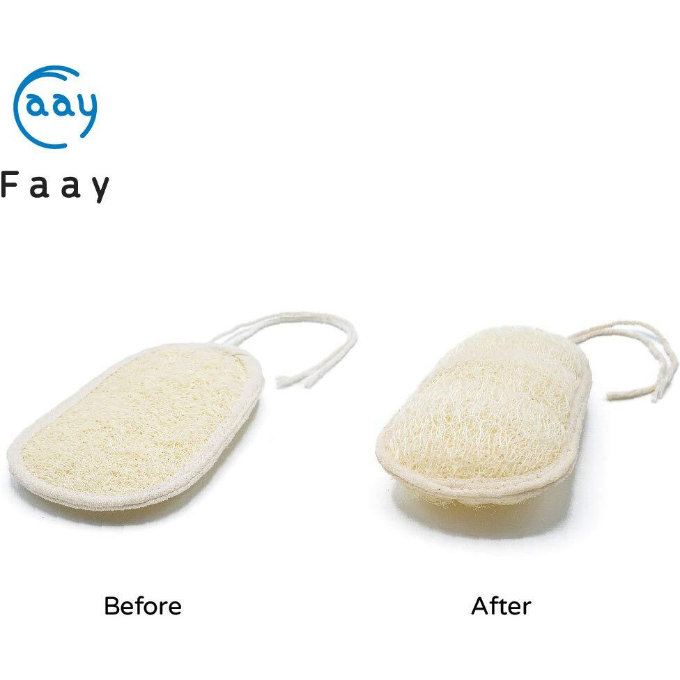 Faay 17 Inch Natural Exfoliating Loofah Back Scrubber On A Stick With Luffa Sponge Pads Refills - Long Handle Loofa Body Bath & Shower Brush For Men & Women
