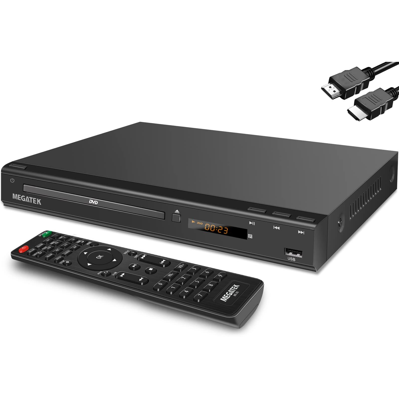Megatek Region-Free Dvd Player For Tv With Hdmi, Cd Player For Home, Plays All Regions And Formats, Usb Port, Durable Metal Casing, Remote, Hdmi And Rca Cables Included