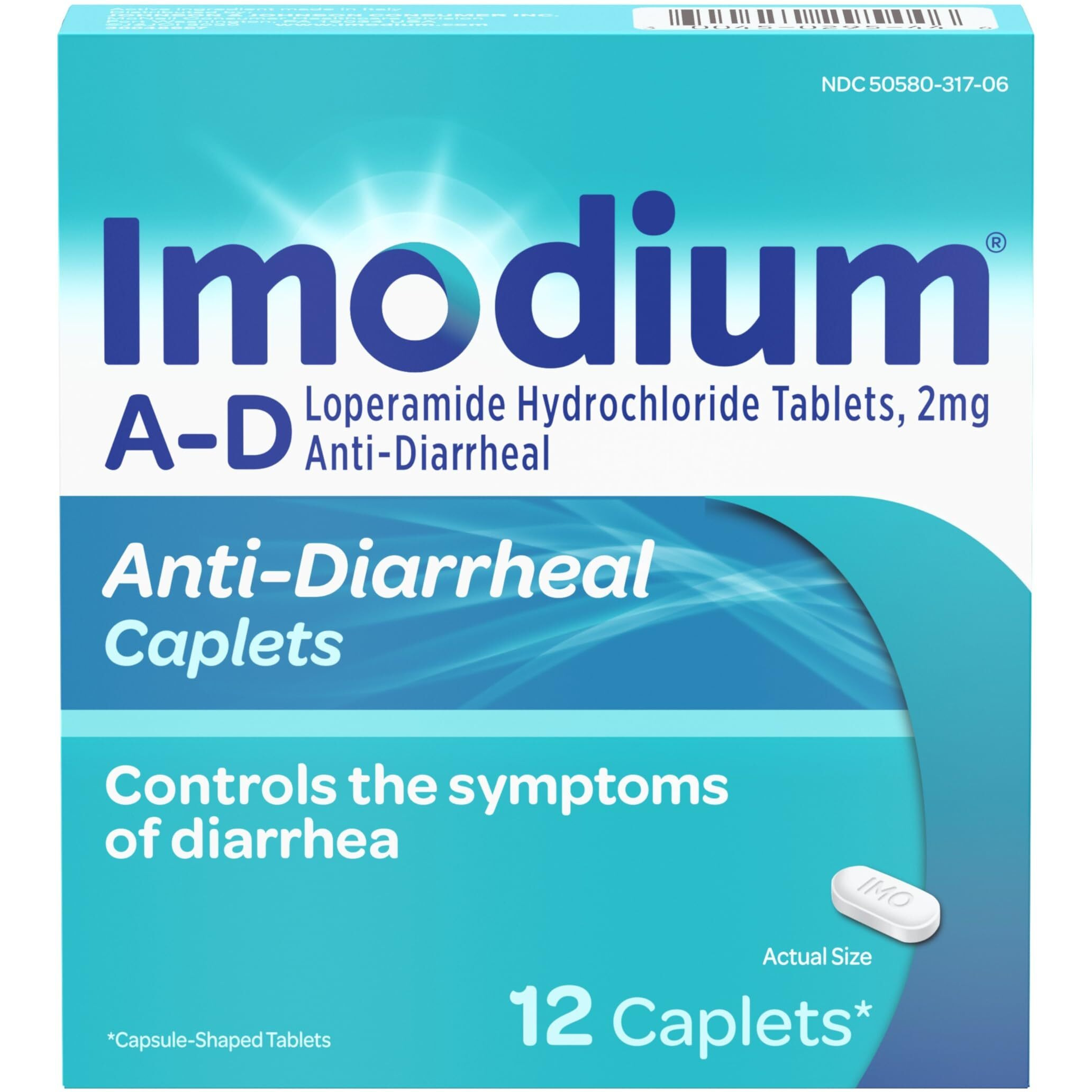 Imodium Ad Diarrhea Relief Caplets With Loperamide Hydrochloride, 12 Count