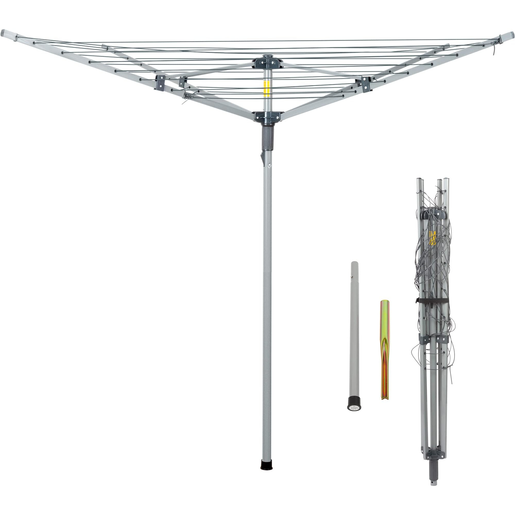 Js Hanger Collapsible 4-Arm Rotary Outdoor Umbrella Drying Rack Clothes Dryer Clothesline With 131Ft Drying Space
