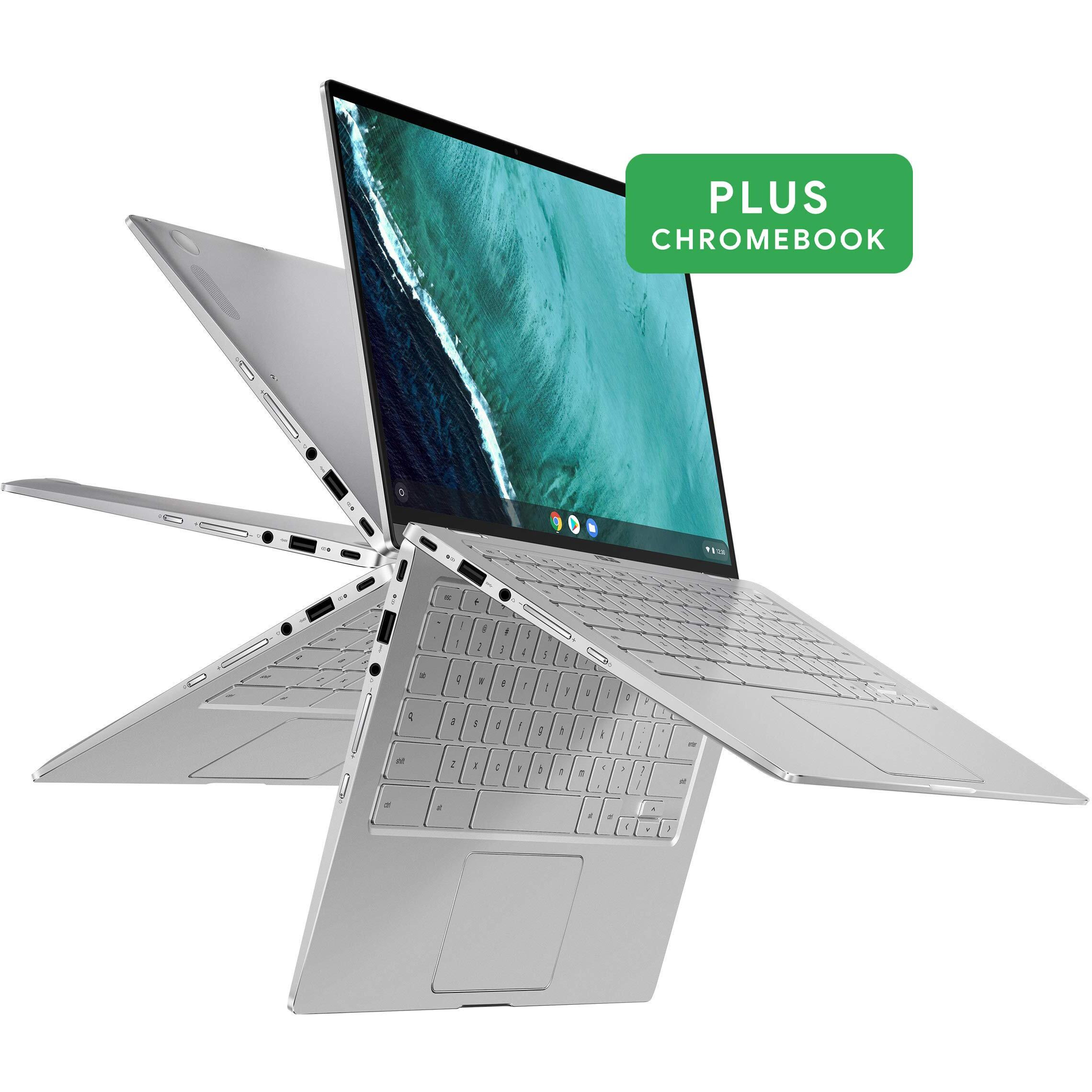 Asus Chromebook Flip C434 2-In-1 Laptop, 14"" Full Hd Touchscreen 4-Way Nanoedge, Intel Core M3-8100Y Processor, 4Gb Ram, 64Gb Emmc Storage, All-Metal Body, Backlit Kb, Chrome Os- C434Ta-Dsm4T, Silver