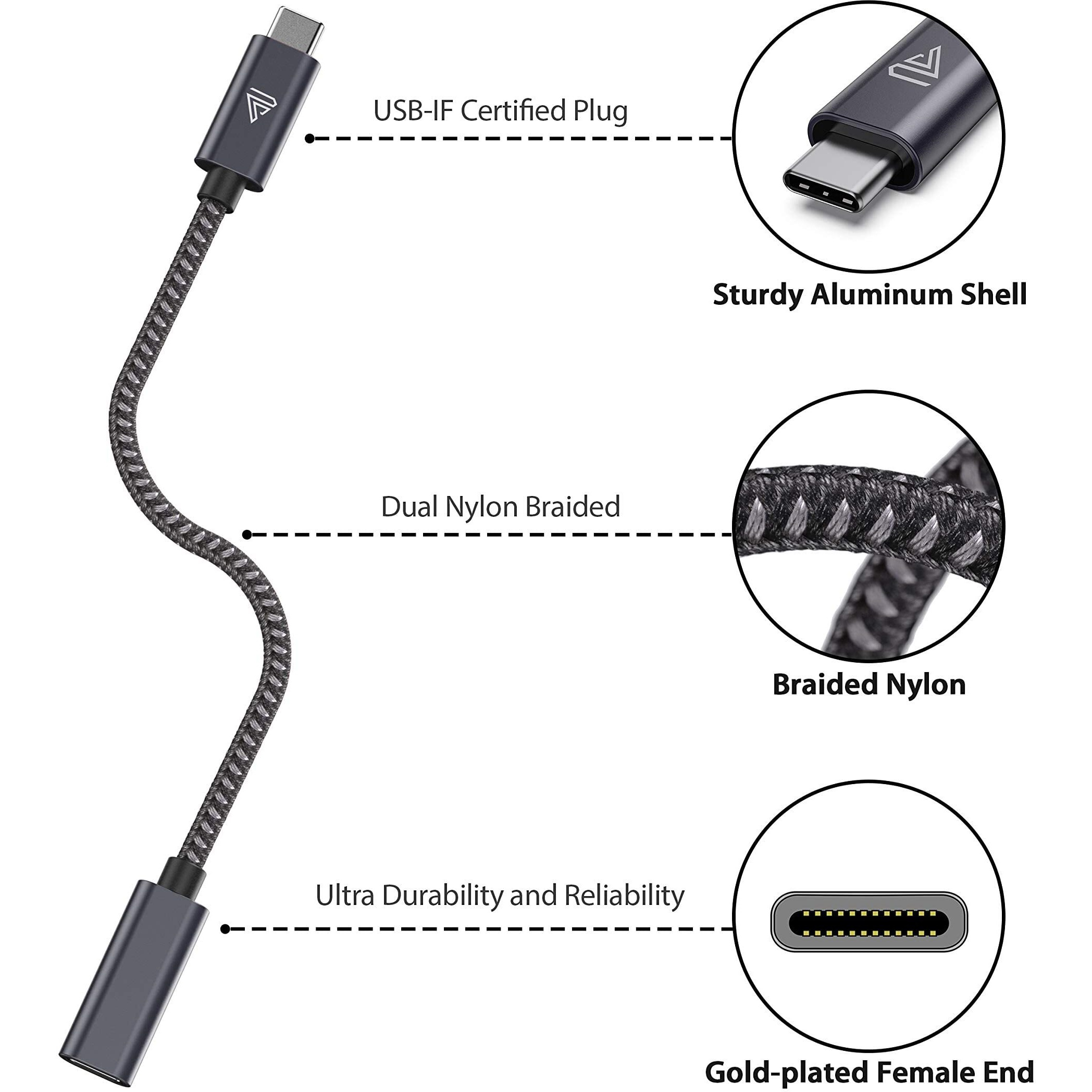 Faracent Usb Type C Extension Cable Short (1.5Ft/0.5M), 100W Pd Fast Charging 10 Gbps Usb 3.1 Gen 2 Data 4K Usbc Male To Female Extender Cord, Compatible With Iphone 15, Macbook Air M2 Surface Xps