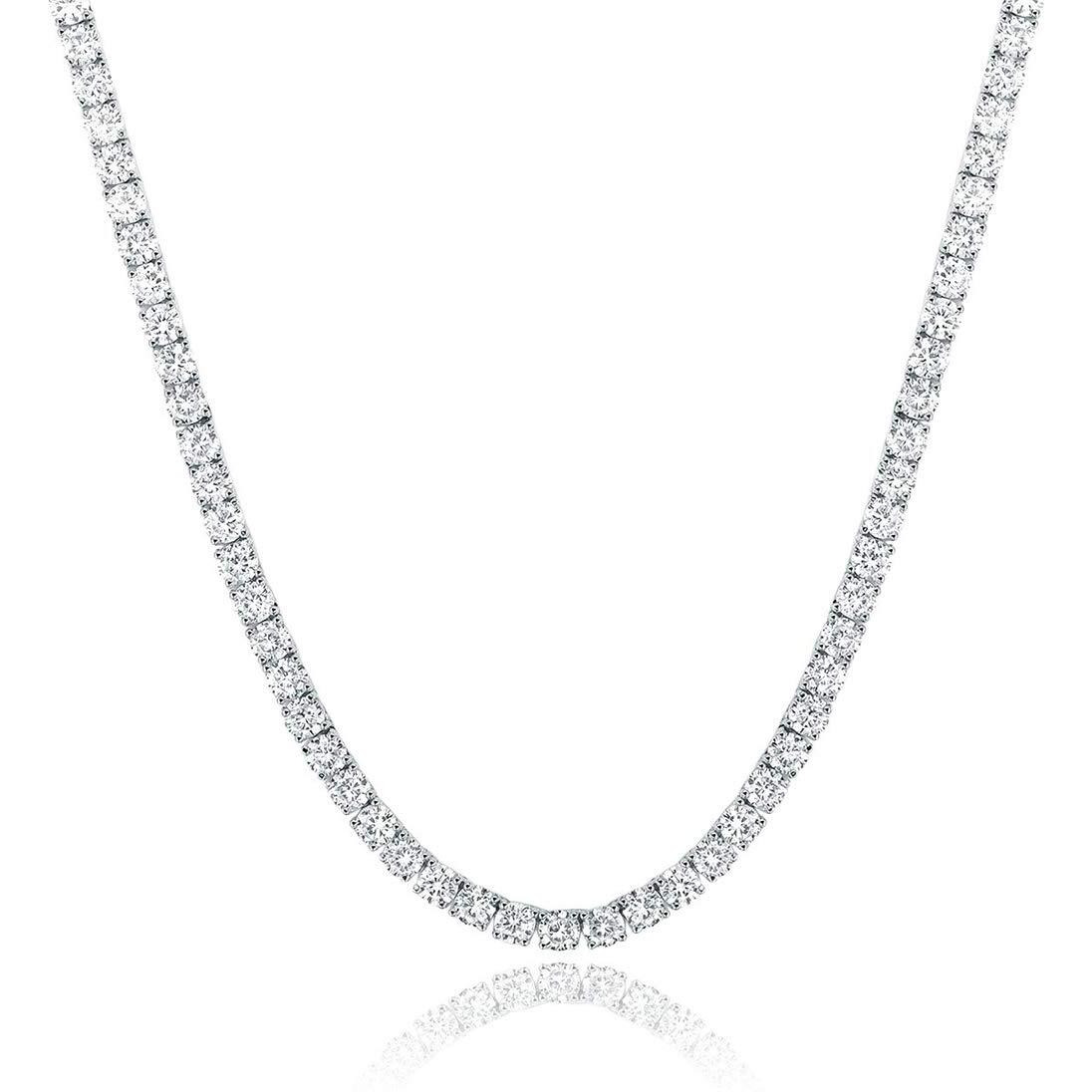 18 Inch Tennis Chain 18K White Gold Plated | 4.0Mm Round Cubic Zirconia Cut Tennis Necklace For Women And Men