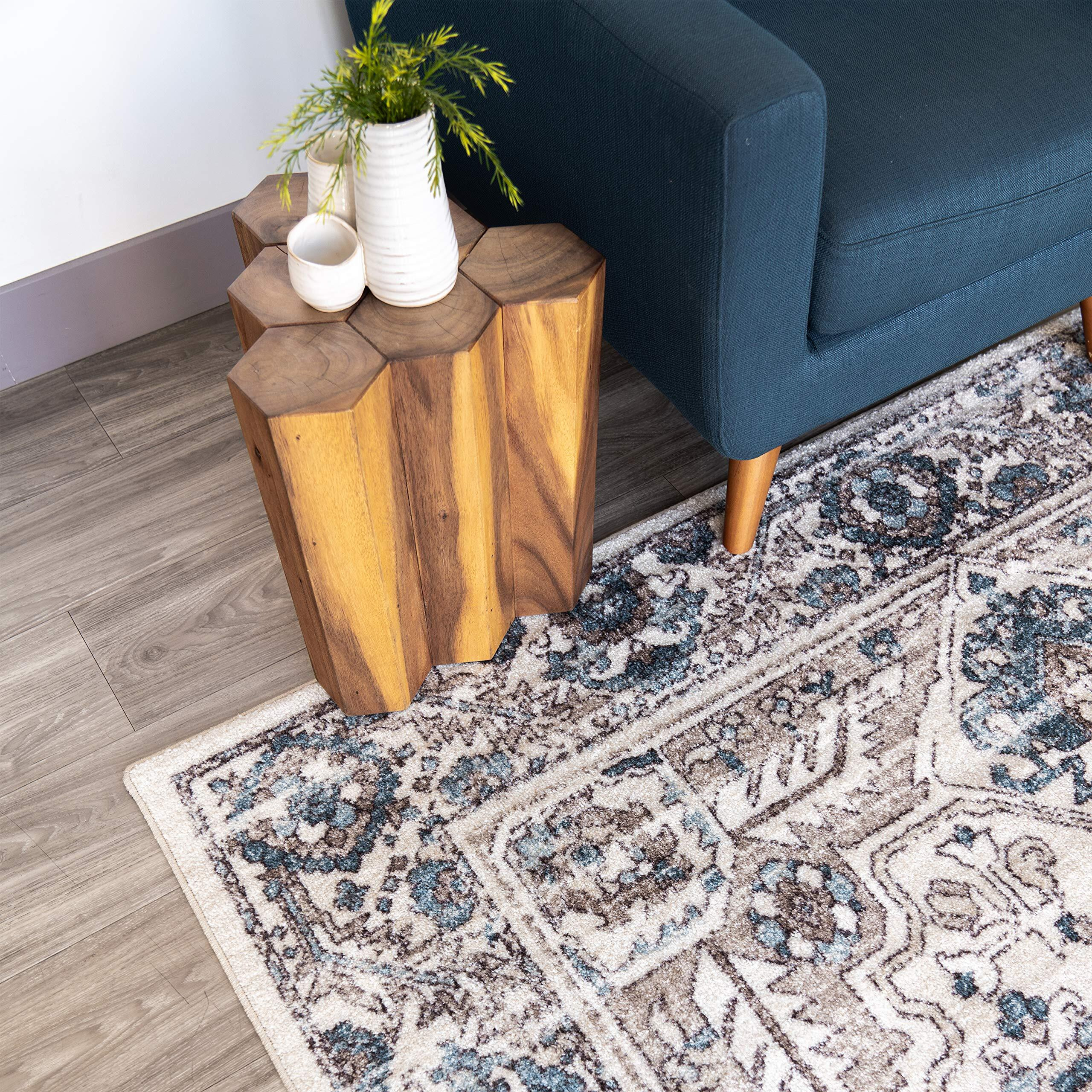 Maples Rugs Distressed Tapestry Vintage Non Slip Runner Rug For Hallway Entry Way Floor Carpet [Made In Usa], 2 X 6, Neutral