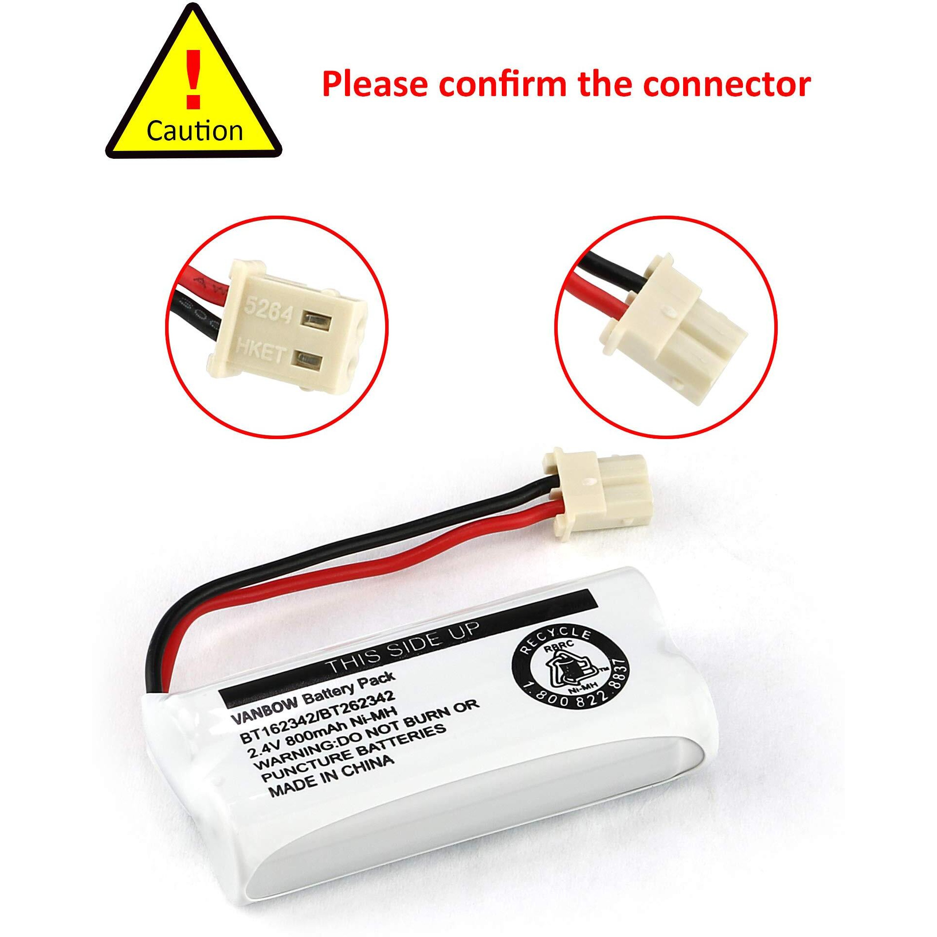Vanbow Battery Bt162342 / Bt262342 Bt183342/Bt283342 Bt166342/Bt266342 2.4V 800Mah Battery Pack For Vtech Cs6114 Cs6419 Cs6719 At&T El52300 Cl80112 Vtech Cs6719-2 Cordless Handsets (Pack 4)
