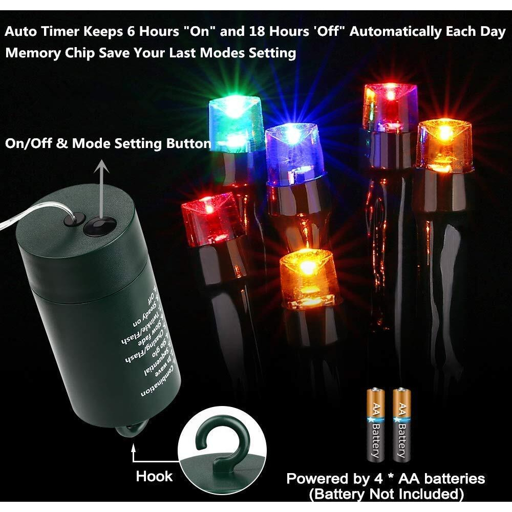 Toodour Battery Christmas Lights, 68.9Ft 200 Led Christmas String Lights With 8 Twinkle Modes, Timer, Waterproof Battery Operated String Lights For Home, Party, Holiday, Christmas Decor - Multicolor
