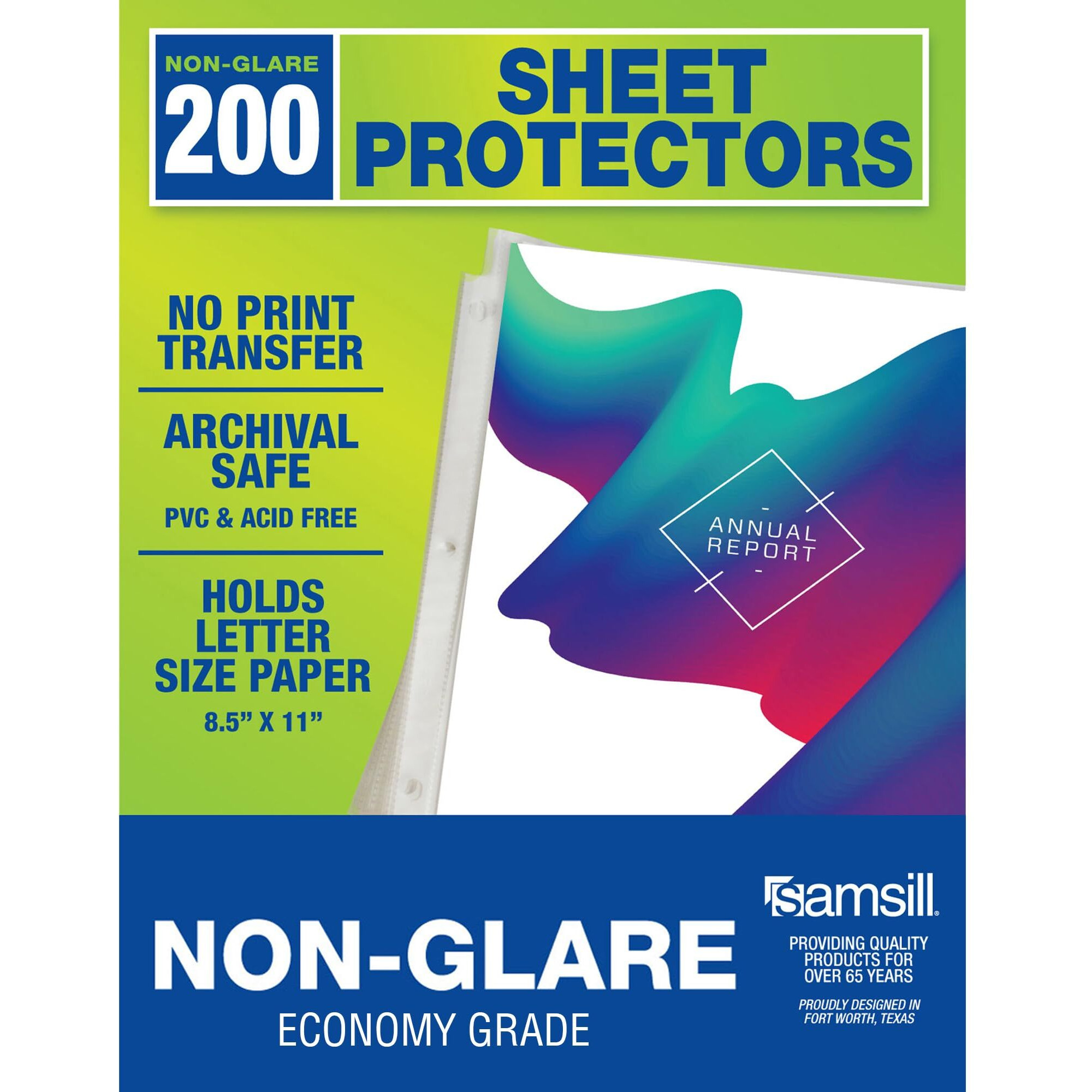 Samsill 200 Pack Sheet Protectors, 8.5X11 Inch Page Protectors For 3 Ring Binder, Standard Weight, Non-Glare Protector, Letter Size, Top Loading, Acid Free