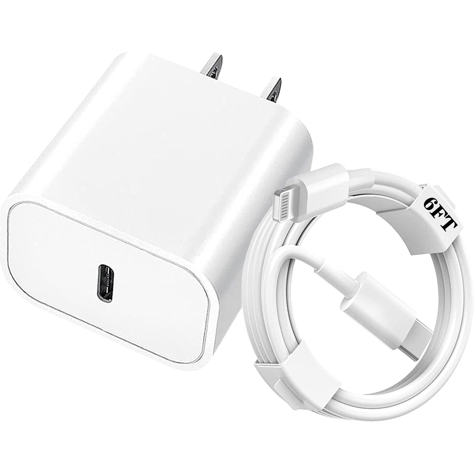Wabklove Usb C Charger For Iphone Charger Fast Charging 20W Type C Wall Charger Block With 6Ft Long Usb C To Lightning Cable Compatible With Iphone 14Pro/13 Pro/12/12 Pro Max/11/Xs Max/Xs/Xr/X/8