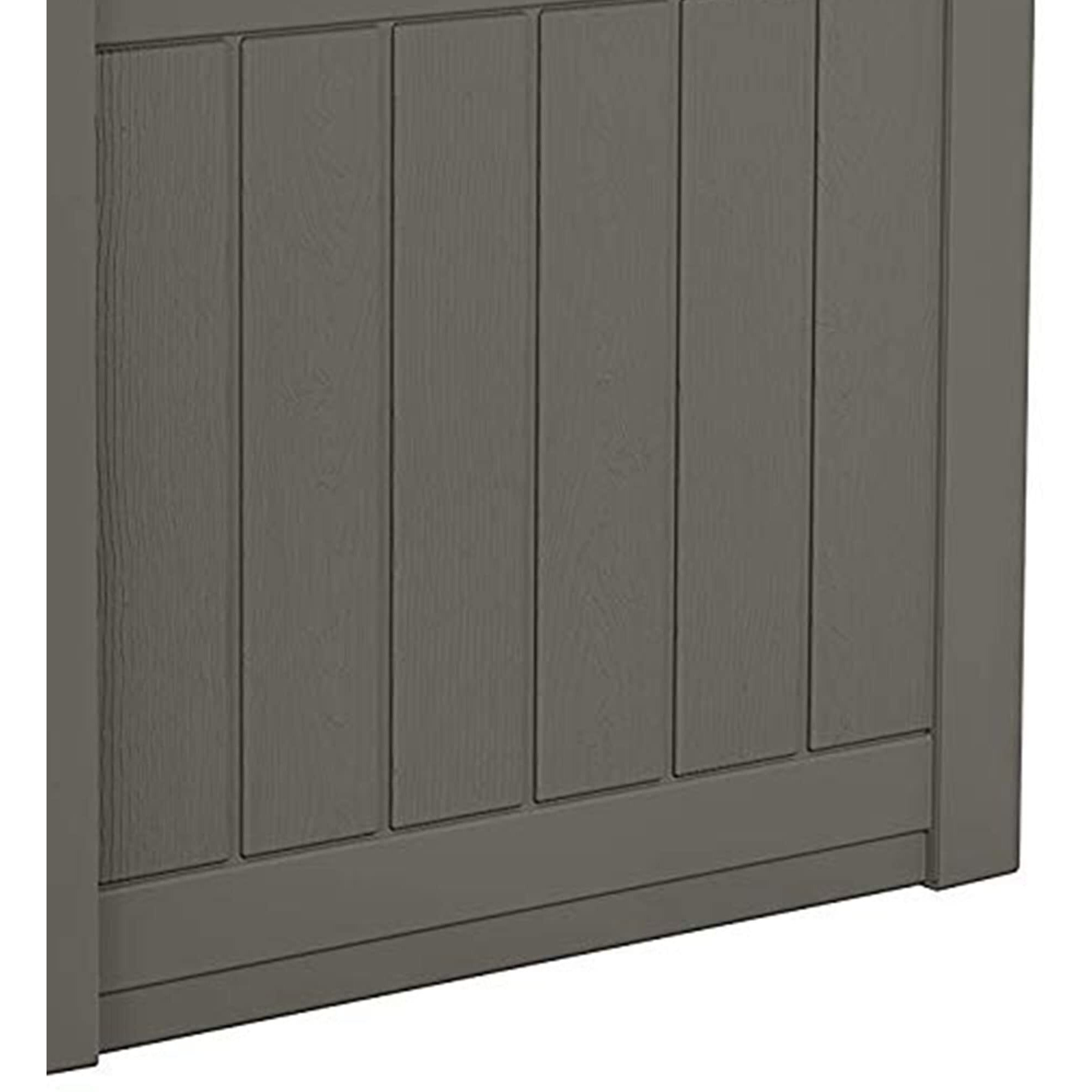 Suncast 22 Gallon Indoor Or Outdoor Backyard Patio Small Storage Deck Box With Attractive Bench Seat And Reinforced Lid, Stone Gray