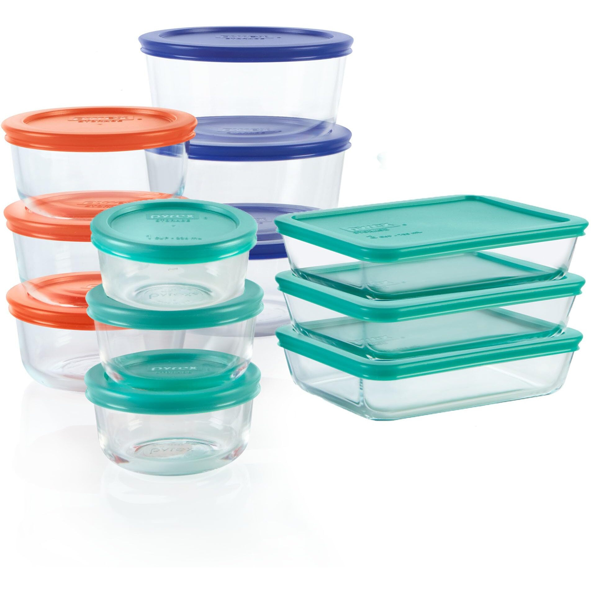 Pyrex Simply Store 12-Pack Mixed Sized Glass Food Storage Set, Round & Rectangular Containers With Lids, Bpa-Free, Dishwasher & Microwave Safe