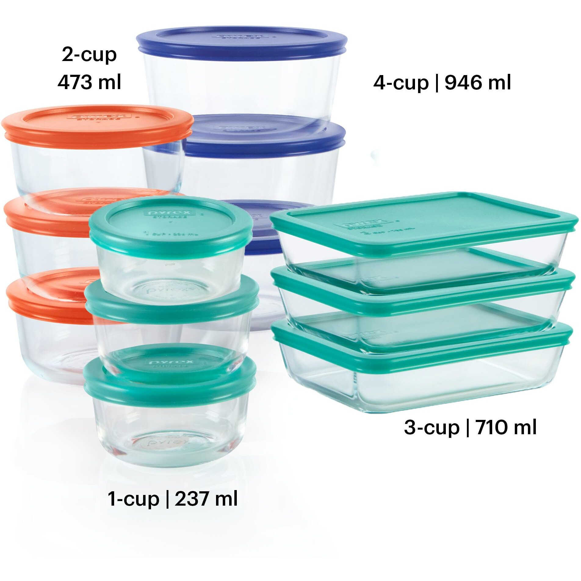 Pyrex Simply Store 12-Pack Mixed Sized Glass Food Storage Set, Round & Rectangular Containers With Lids, Bpa-Free, Dishwasher & Microwave Safe