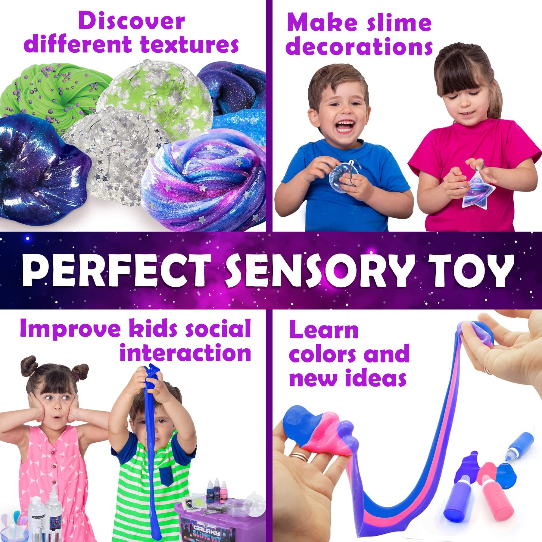Original Stationery Galaxy Slime Kit, Slime Maker Set With Glow In The Dark Stickers, Dark Powder To Make Glitter & Galactic Slimes, Fun Slime Kit For Girls 10-12 And Easter Gifts For Girls 8-12
