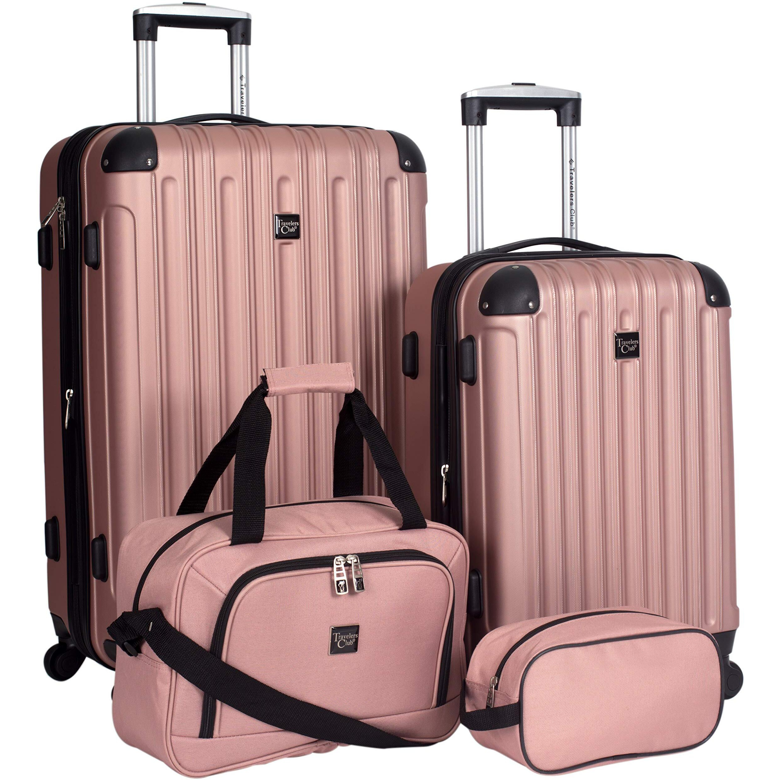 Travelers Club Midtown Hardside Luggage Travel, Rose Gold, 4-Piece Set