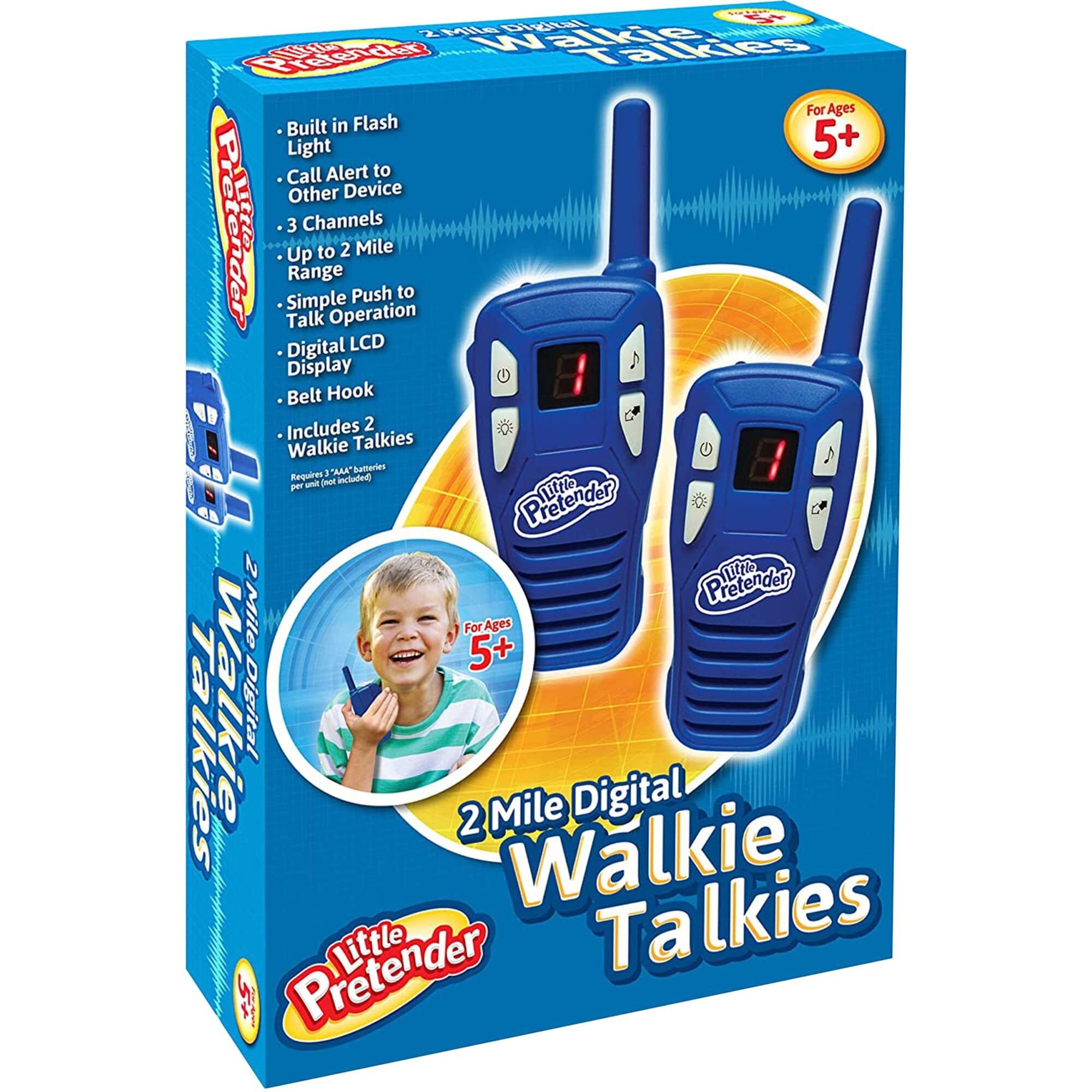 2 Pack Walkie Talkies For Kids, 2 Mile Range, 3 Channels, Gift For 5 Year Old Boys, Kids Walkie Talkies Includes Built In Flash Light Lcd Screen, Best Birthday Gifts For Boys & Girls 5 6 7 8+ Year Old