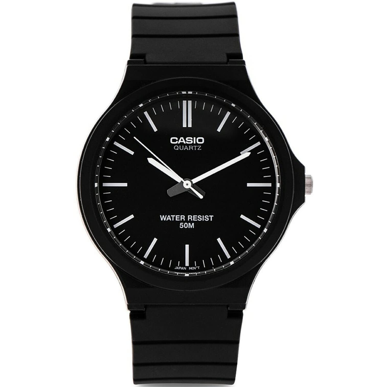 Casio Mw240 Series | Mens Quartz Watch | Black/White | 50M Wr | Large Resin Case | Resin Glass | Resin Band | White Tone Indices | Analog Watch | Easy To Read Display | 3 Year Battery