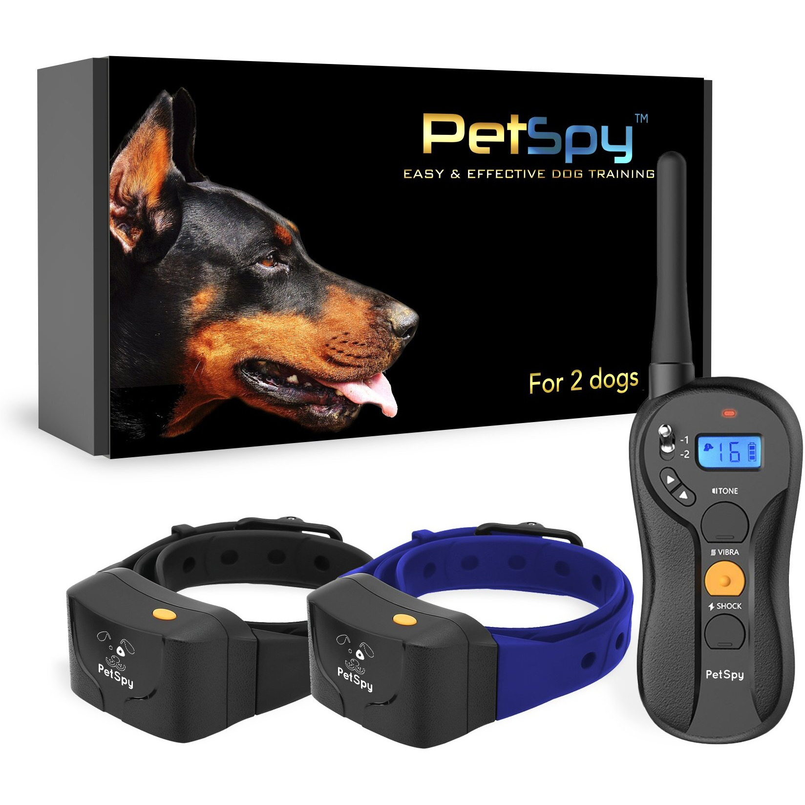 Petspy Shock Collar For Dogs-Waterproof Dog Shock Collar With Remote Control,Vibration,Electric Shock,Beep-Rechargeable E Collar For Dogs Training, Dog Training Collar With Remote For Dogs 10-140 Lbs