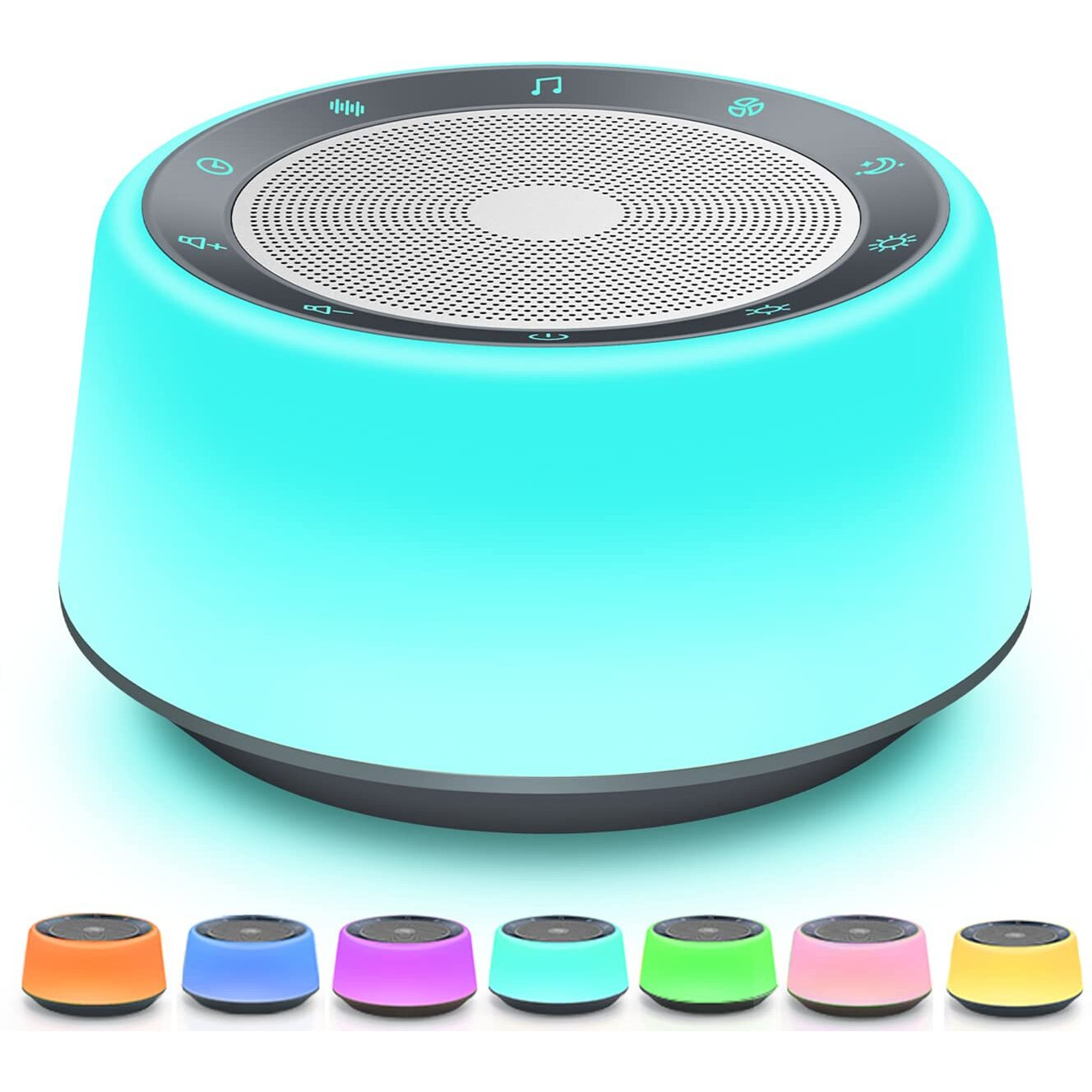 Bgoverss White Noise Sound Machine, Baby Sound Machine Kids With 30 Soothing Sounds And 7 Colors Warm Night Light For Sleeping, 5 Timers Portable Plug In Sound Machine For Baby, Adults,Grey Color
