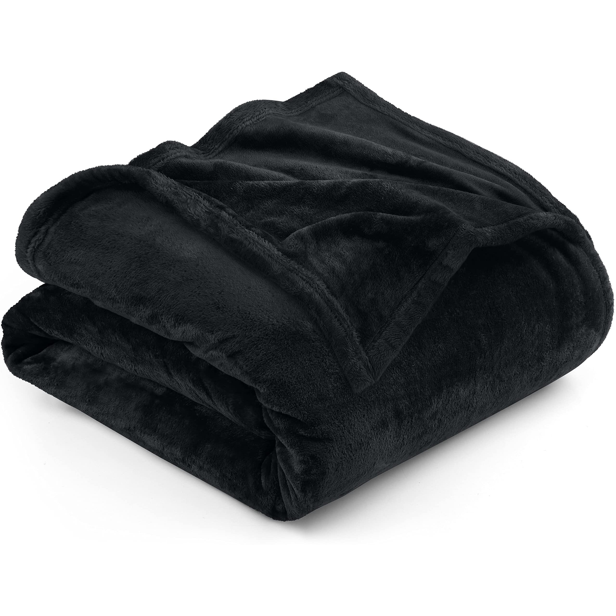 Utopia Bedding Fleece Blanket Queen Size Black 300Gsm Luxury Anti-Static Fuzzy Soft Microfiber Bed Blanket (90X90 Inch)