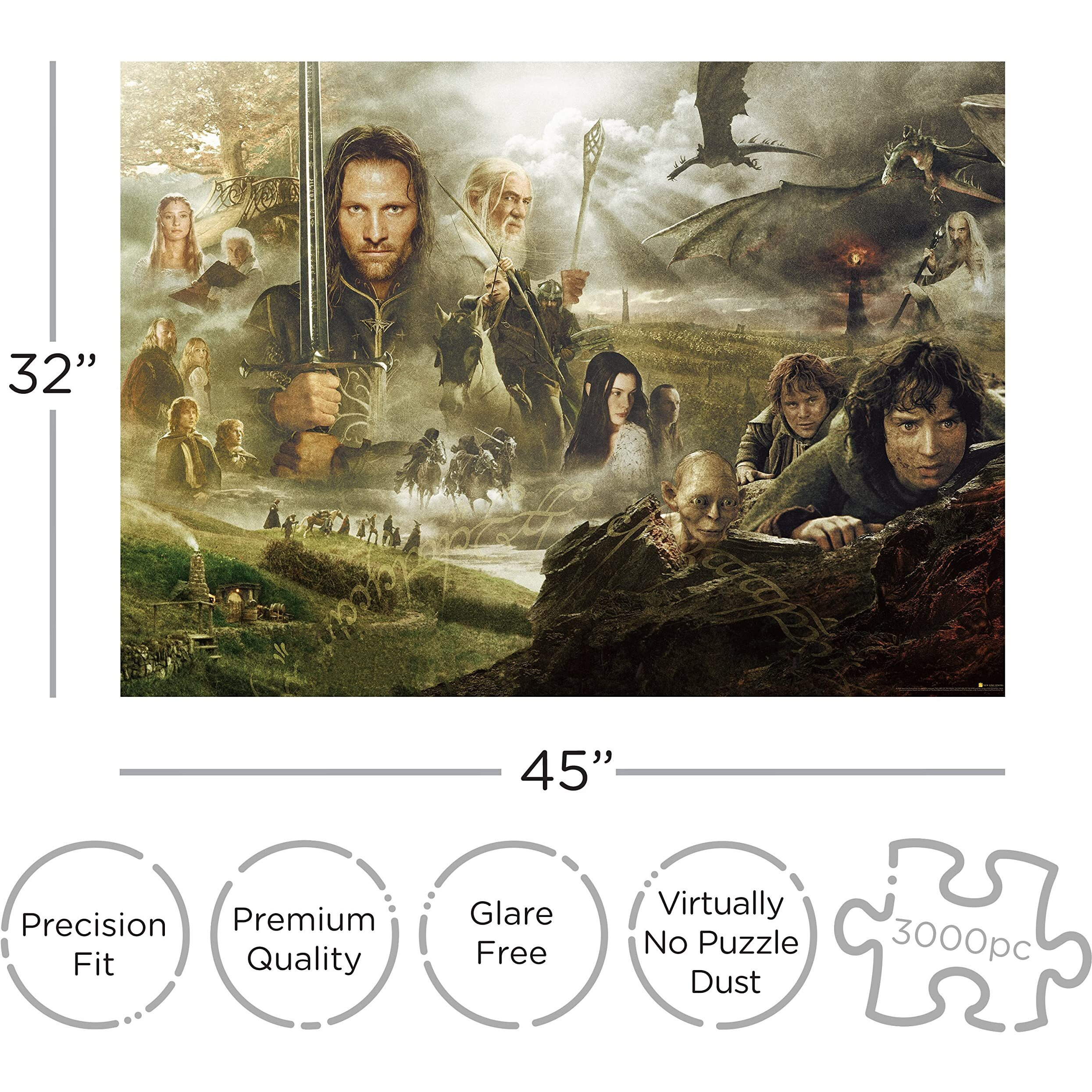 Aquarius Lord Of The Rings (3000 Piece Jigsaw Puzzle) - Officially Licensed Lord Of The Rings Merchandise & Collectibles - Glare Free - Precision Fit - 32 X 45 Inches