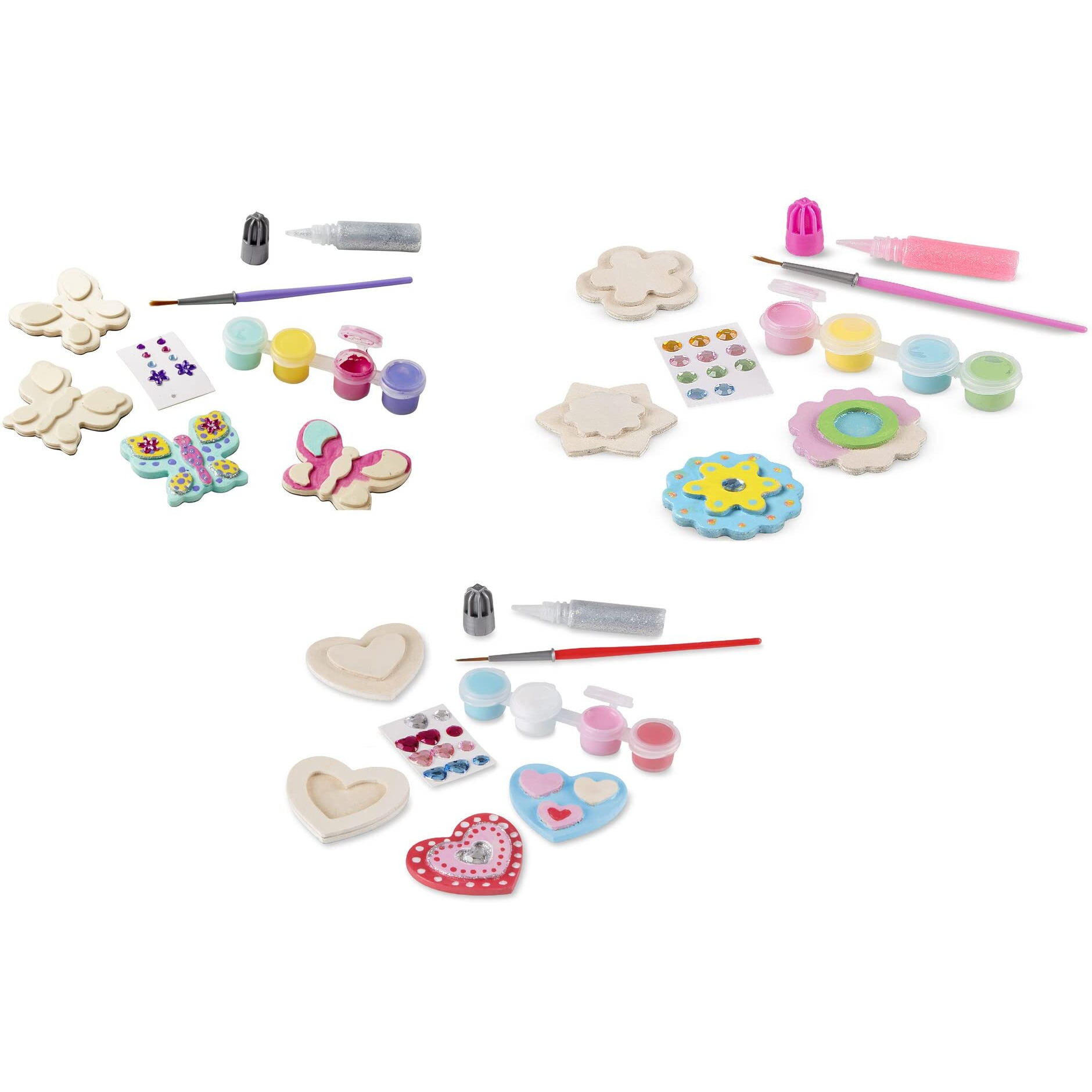 Melissa & Doug Created By Me Paint & Decorate Your Own Wooden Magnets Craft Kit - Butterflies, Hearts, Flowers - Kids Craft Kits, Great Activity For Rainy Days And Party Favors, Ages 4+