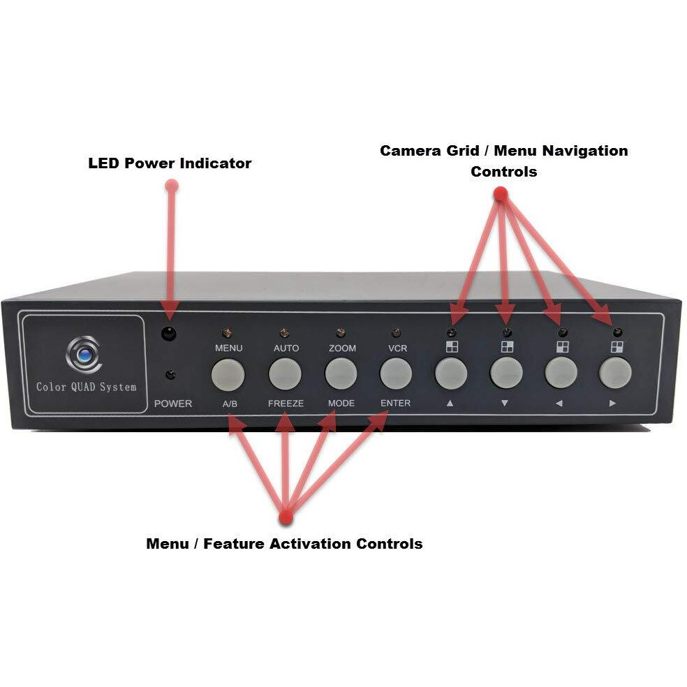 Cctv Camera Pros Vm-Q401A Cctv Bnc Color Quad Processor | Analog Security Camera Mux | Video Screen Splitter | 4 Channel Multiplexer