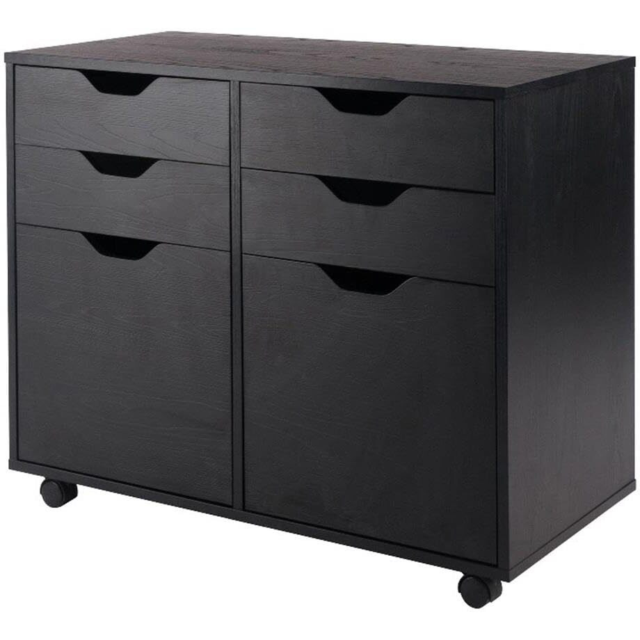 Winsome Halifax Storage Mobile Cabinets, 2 Doors, 4 Drawers, For Home Office, Black