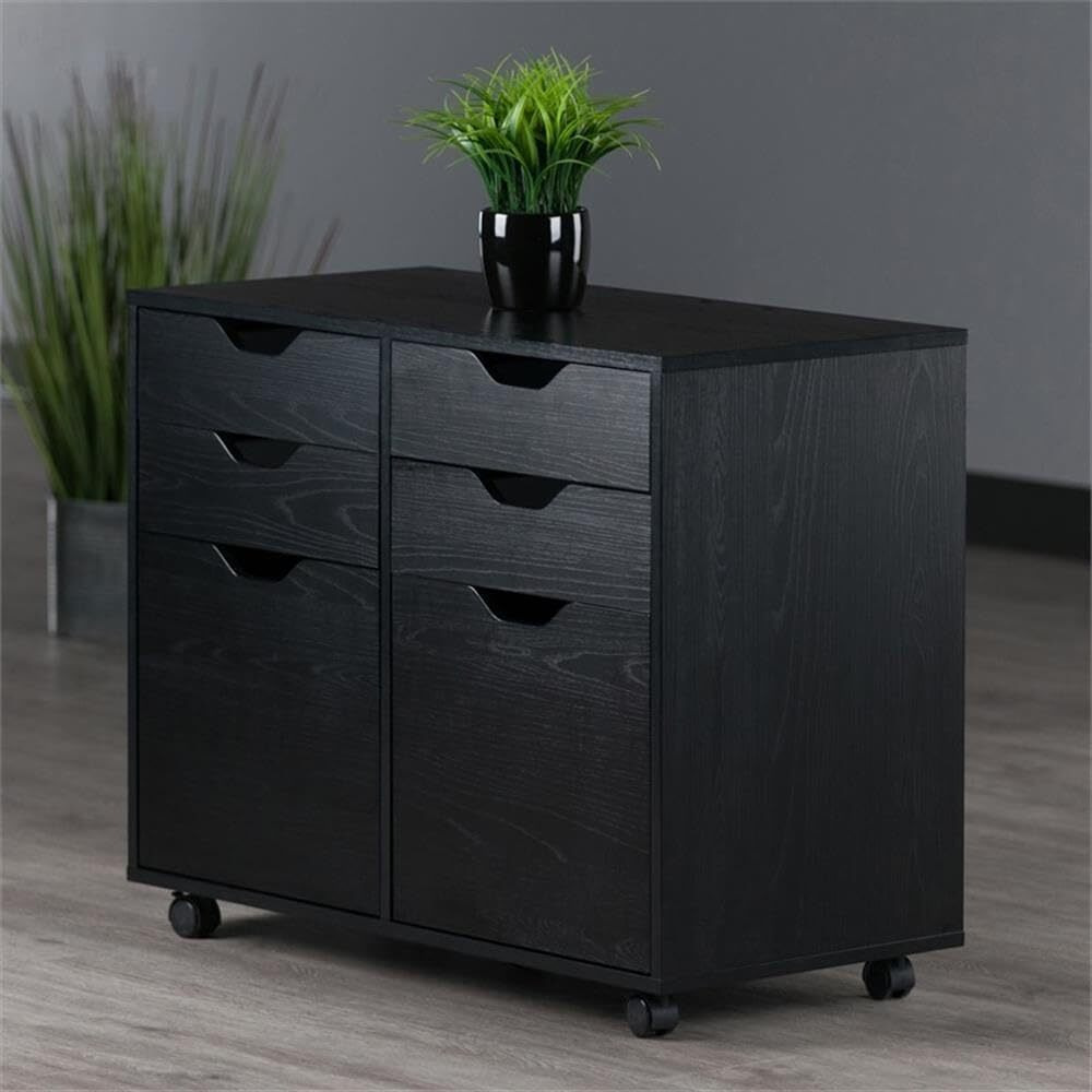 Winsome Halifax Storage Mobile Cabinets, 2 Doors, 4 Drawers, For Home Office, Black