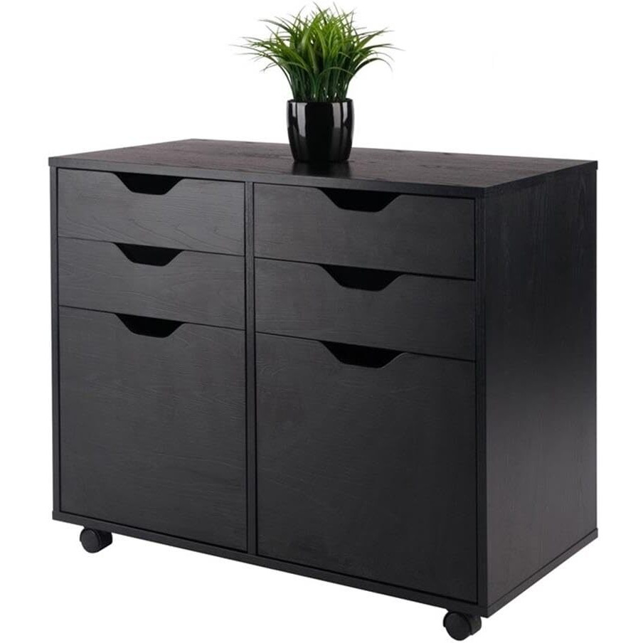 Winsome Halifax Storage Mobile Cabinets, 2 Doors, 4 Drawers, For Home Office, Black