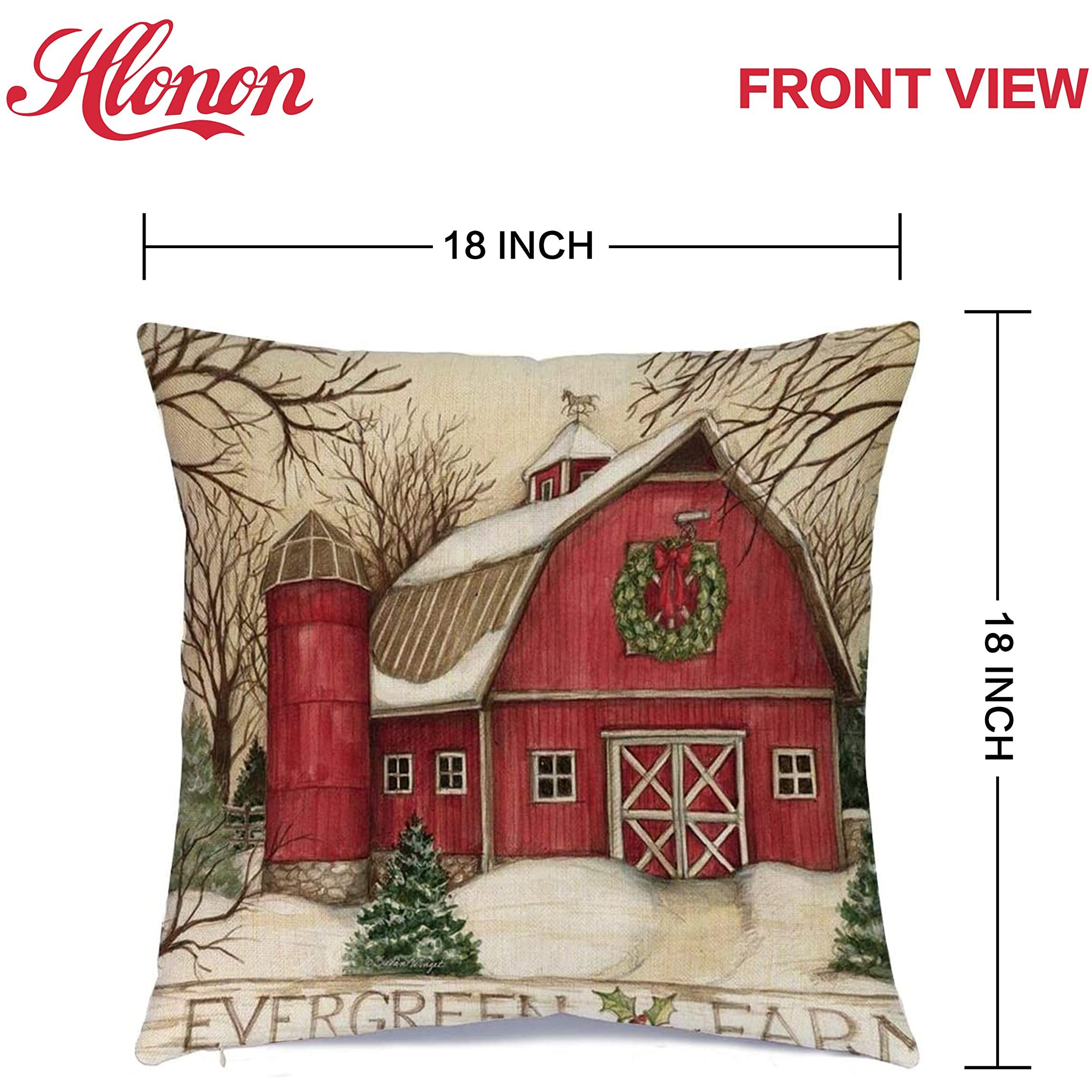 Hlonon Christmas Decorations Christmas Pillow Covers 18 X 18 Inches Set Of 4 - Xmas Series Cushion Pillow Cover Custom Zippered Square Pillowcase
