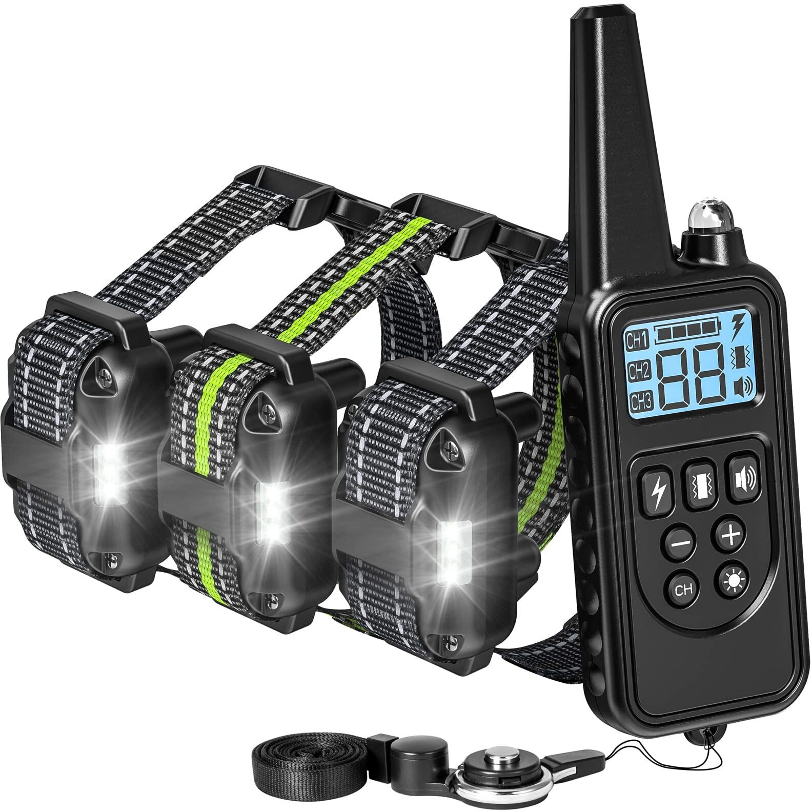 F-Color Dog Shock Collar With Remote Control - 2600Ft Dog Training Collar 3 Pack With Beep Vibration Shock And Light, Waterproof E Collar For Dogs Training For Large Medium Breeds