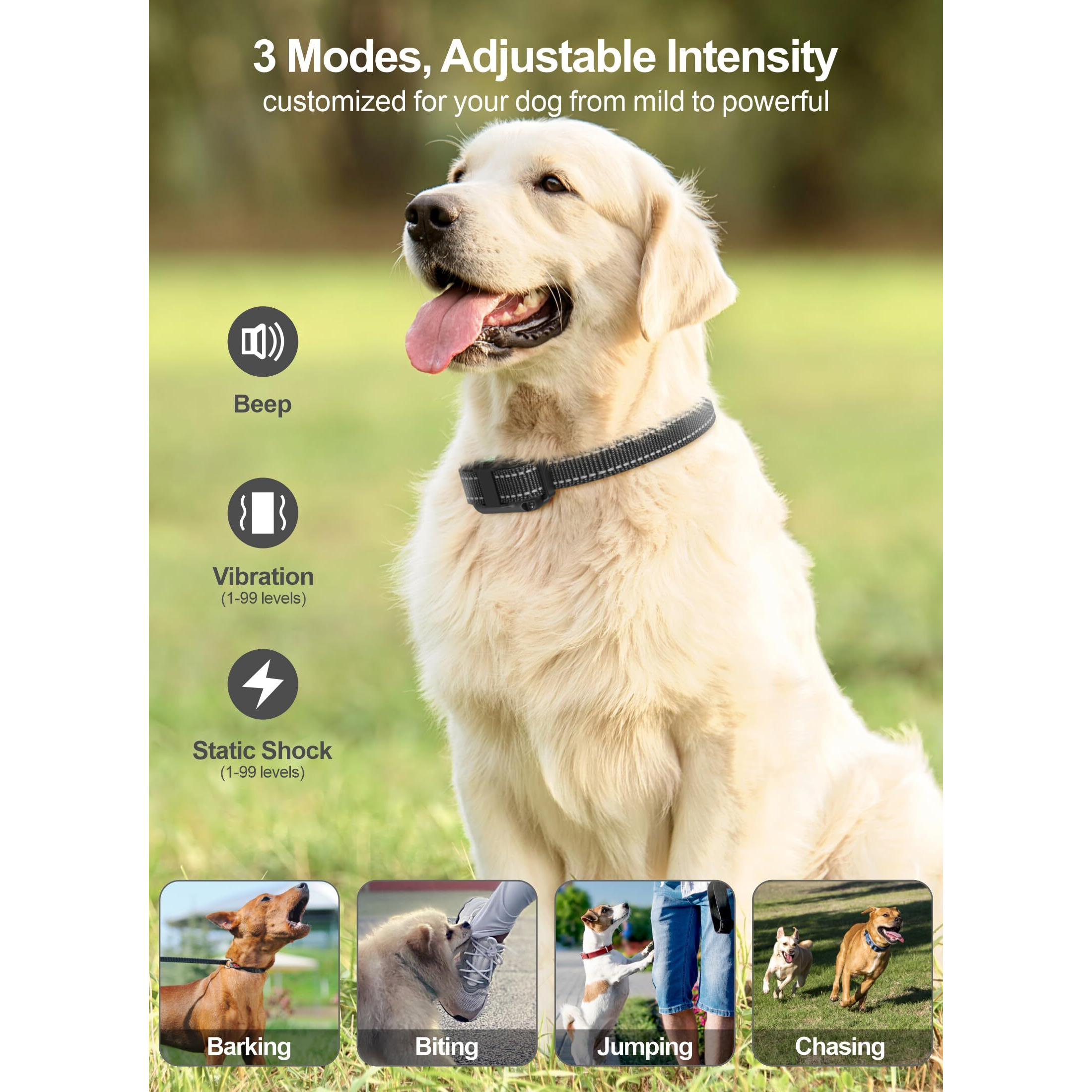 F-Color Dog Shock Collar With Remote Control - 2600Ft Dog Training Collar 3 Pack With Beep Vibration Shock And Light, Waterproof E Collar For Dogs Training For Large Medium Breeds
