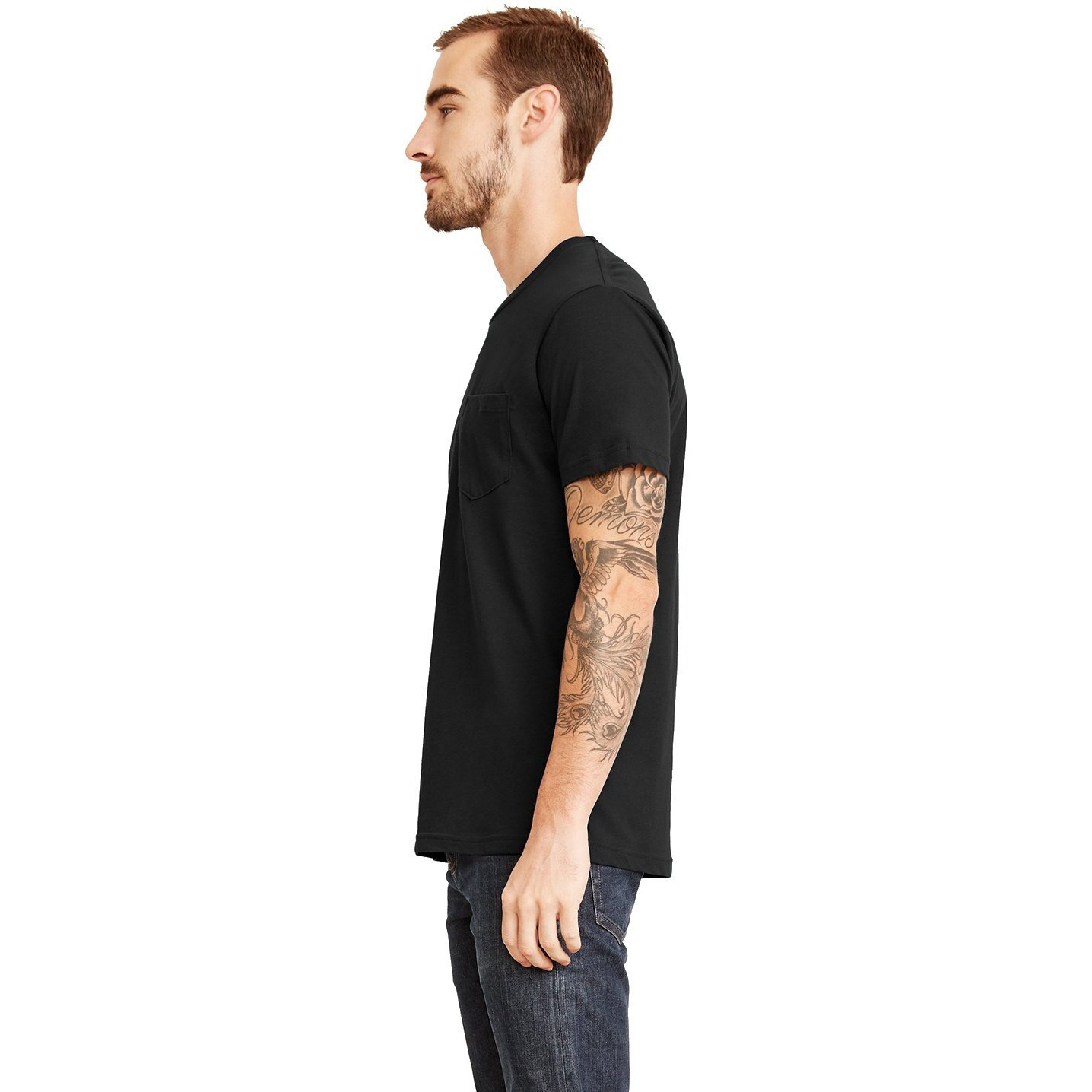 Next Level Unisex Pocket Crew L Black