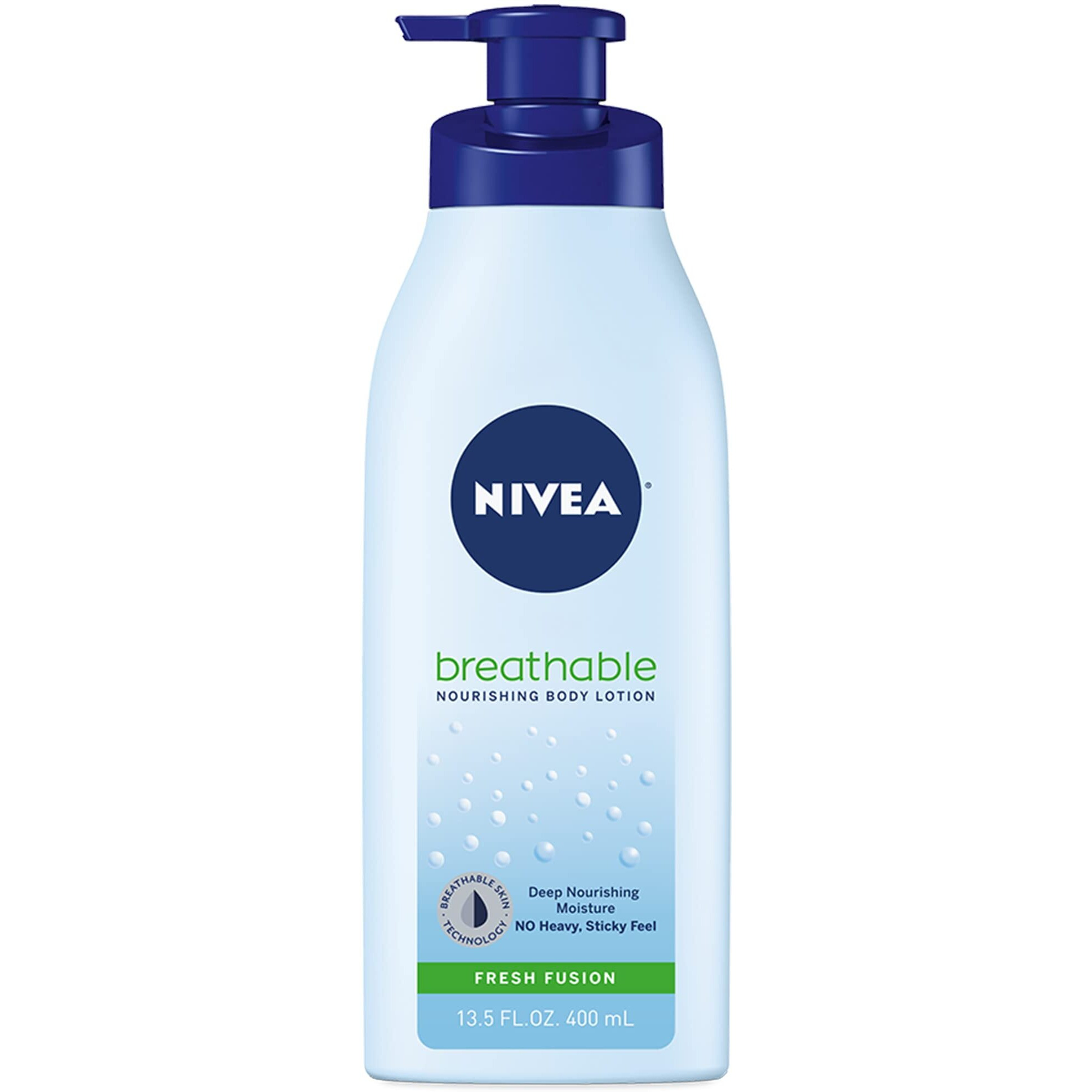 Nivea Breathable Nourishing Body Lotion Fresh Fusion, Body Lotion For Dry Skin, 13.5 Fl Oz Pump Bottle