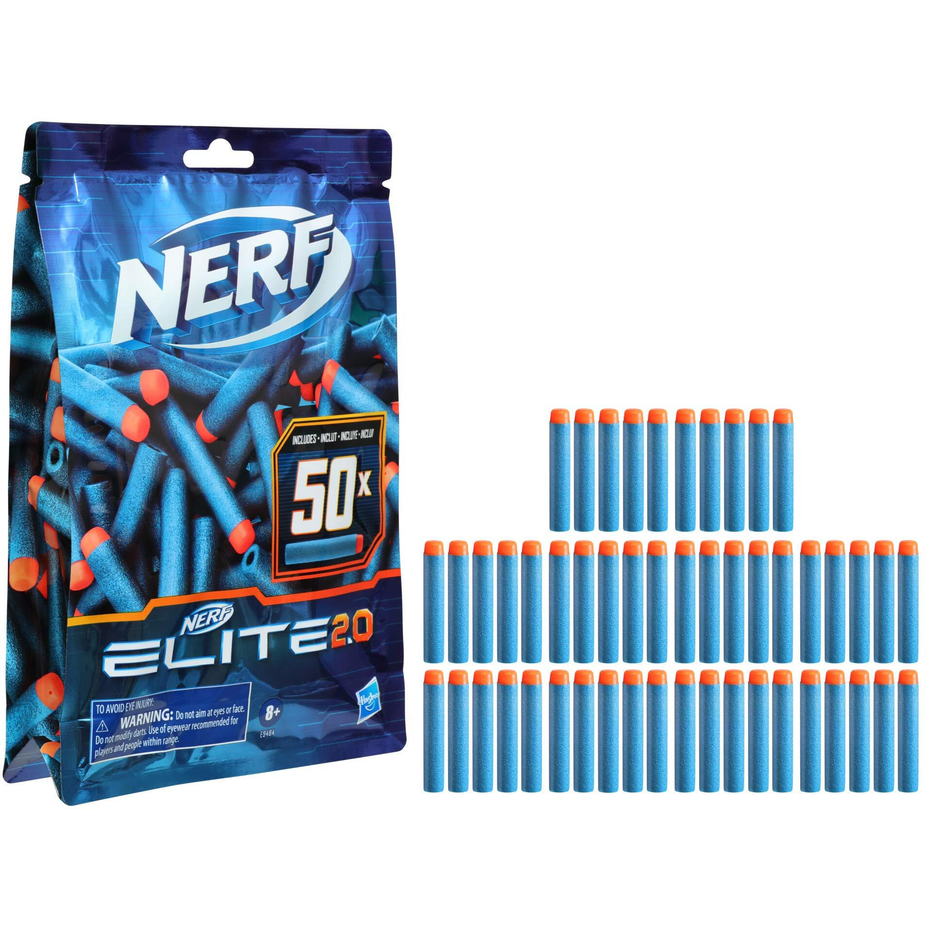 Nerf Elite 2.0 50-Dart Refill Pack, 50 Foam Darts Compatible With All Official Blasters That Use Elite Darts, Kids Easter Basket Stuffers