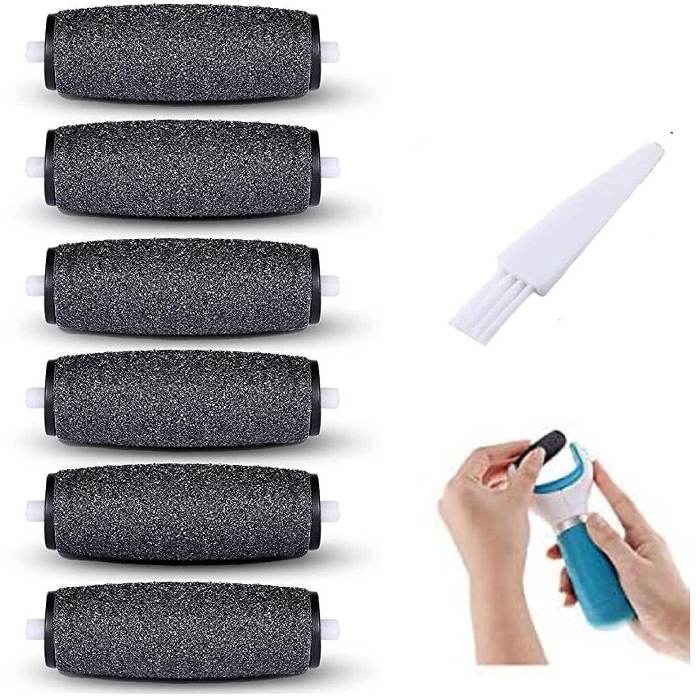 6 Extra Coarse Replacement Roller Refill Heads For Amope Pedi Perfect Electronic Foot File With Diamond Crystals