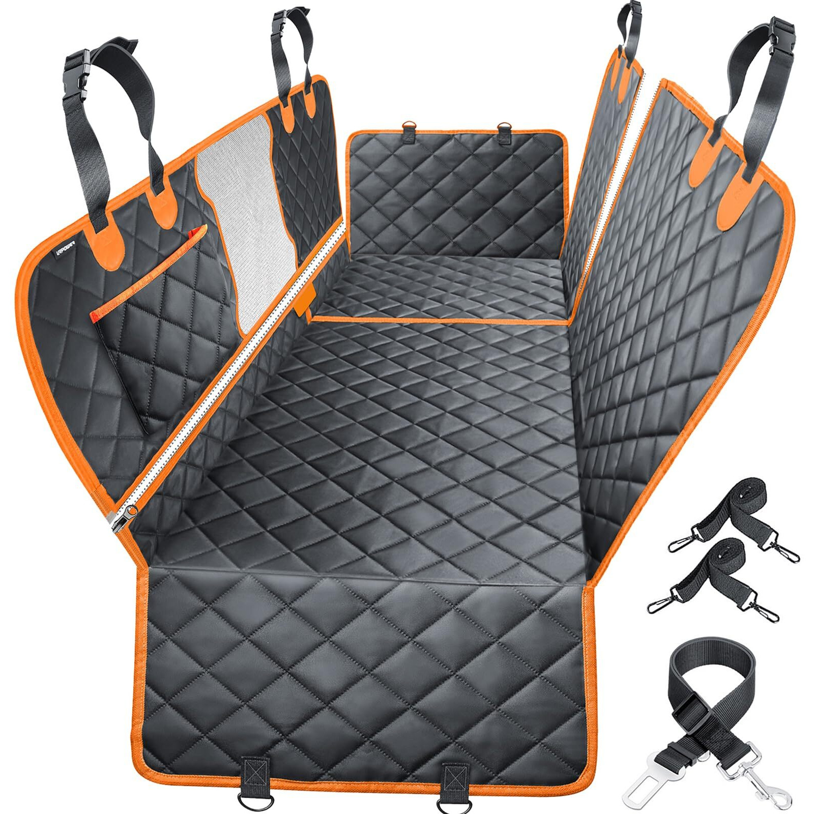 Urpower 6 In 1 Convertible Dog Car Seat Cover For Back Seat 60/40 Split Dog Seat Cover 100% Waterproof Dog Hammock For Car Nonslip Pet Seat Cover With Mesh Window & Pocket For Cars Trucks And Suvs