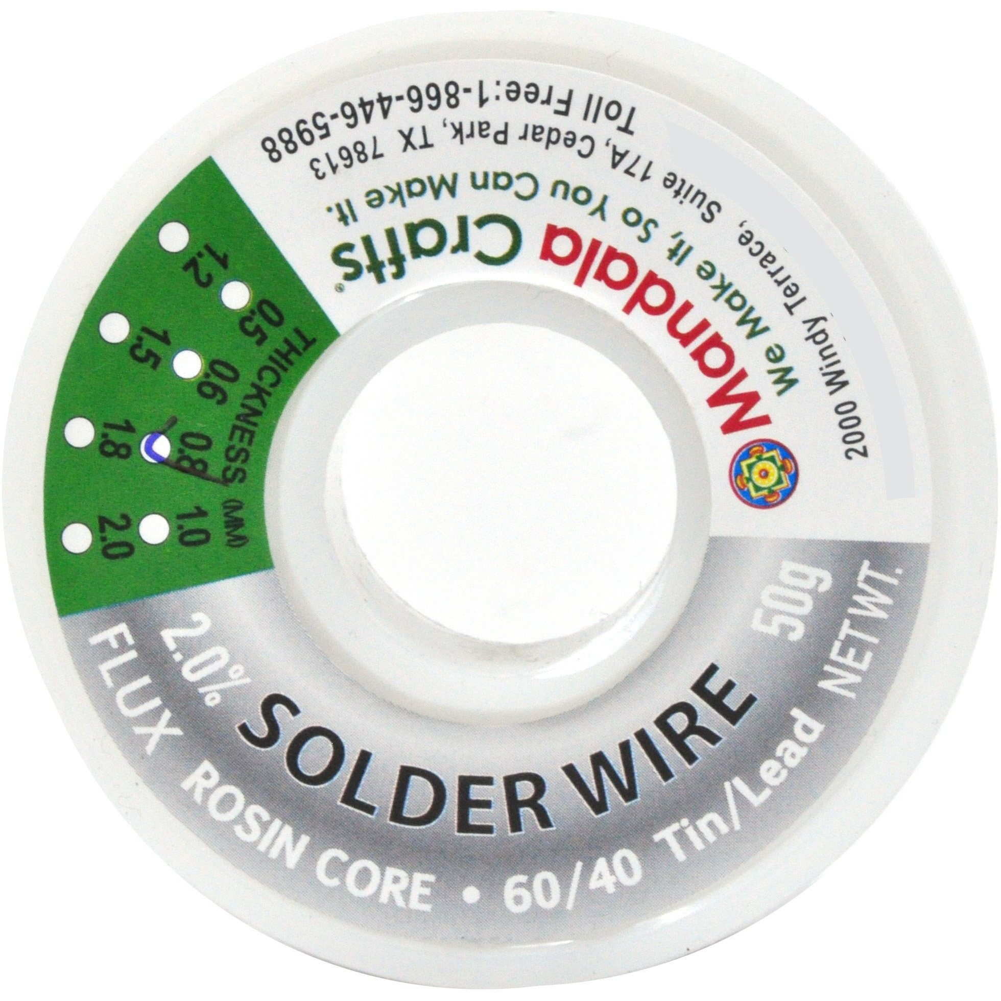 Mandala Crafts 60/40 Solder Wire With Solder Flux - 50G 0.8Mm Rosin Core Solder 60 40 For Electronics - 60-40 Lead Tin Soldering Wire For Stained Glass