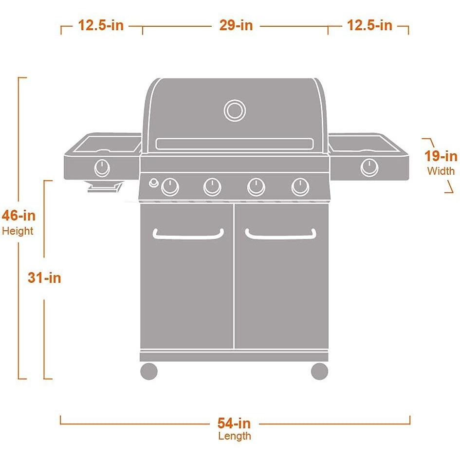 Monument Grills Larger 4-Burner Propane Gas Grills Stainless Steel Cabinet Style With Side & Side Sear Burners, Built-In Thermometer, And Knob Controls