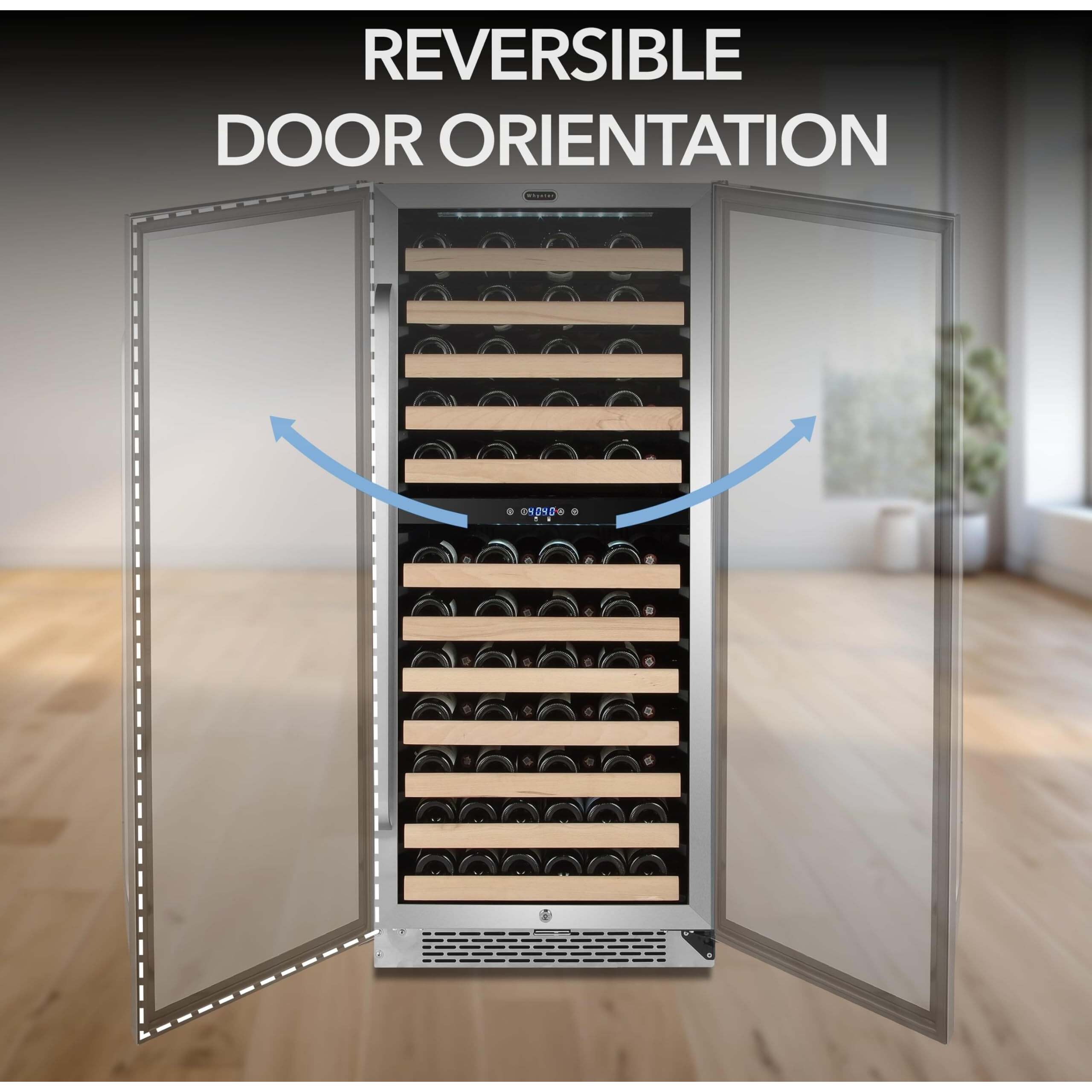 Whynter Bwr-0922Dz 92 Built-In Or Freestanding Stainless Steel Dual Zone Compressor Large Capacity Wine Refrigerator Rack For Open Led Display, Dark Grey-92 Bottle, Dark Grey