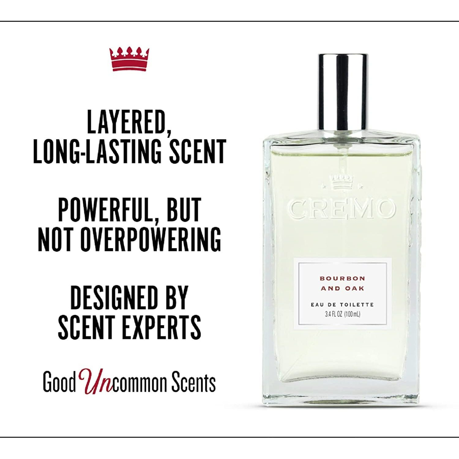 Cremo Cologne For Men - Bourbon & Oak Mens Cologne Spray - A Sophisticated Blend Of Distillers Spice, Fine Bourbon And White Oak, Fragrances For Men, 3.4 Fl Oz