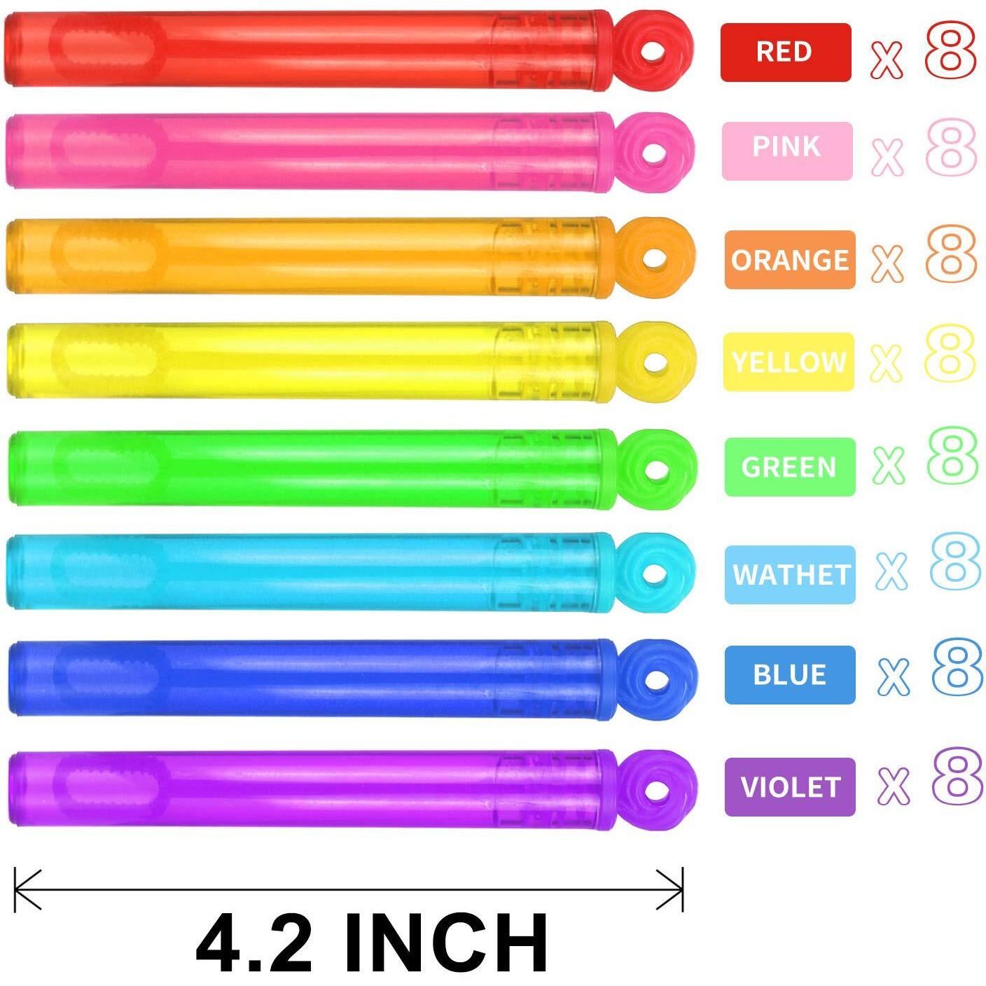 Bubble Wands Party Favors Pack Of 64, Mini Neon Bubble Wands | Odor-Free Non-Toxic Kids Bath Toy/Birthday Treats Bubble Maker Toys For Kids | Outdoor Summer Events & Celebration Toy Gift