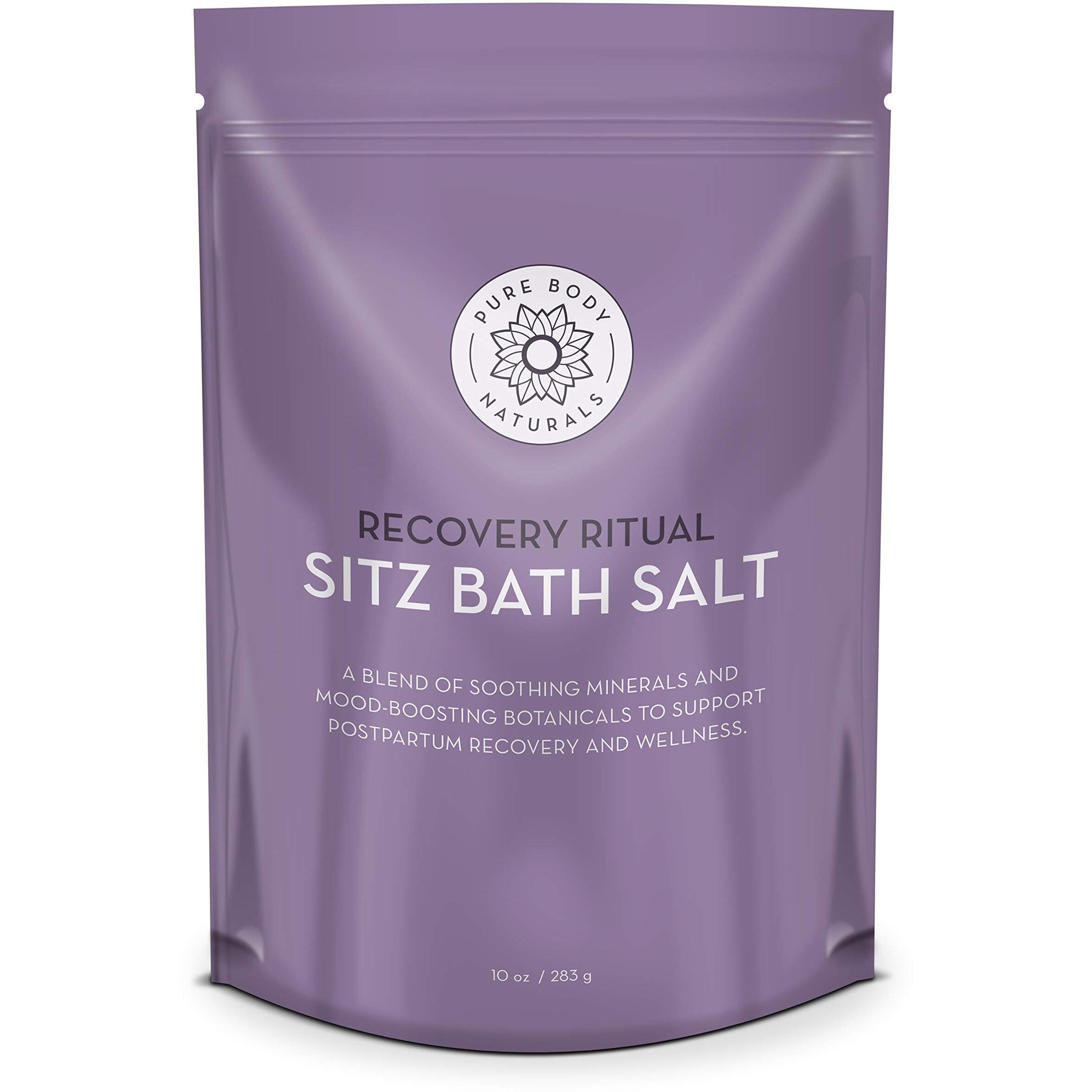 Pure Body Naturals Sitz Bath Salt - Postpartum Care And Hemorrhoid Treatment - Natural Soak For Self Care And Hemmoroid Treatment - Post Partum Essentials, 10 Oz
