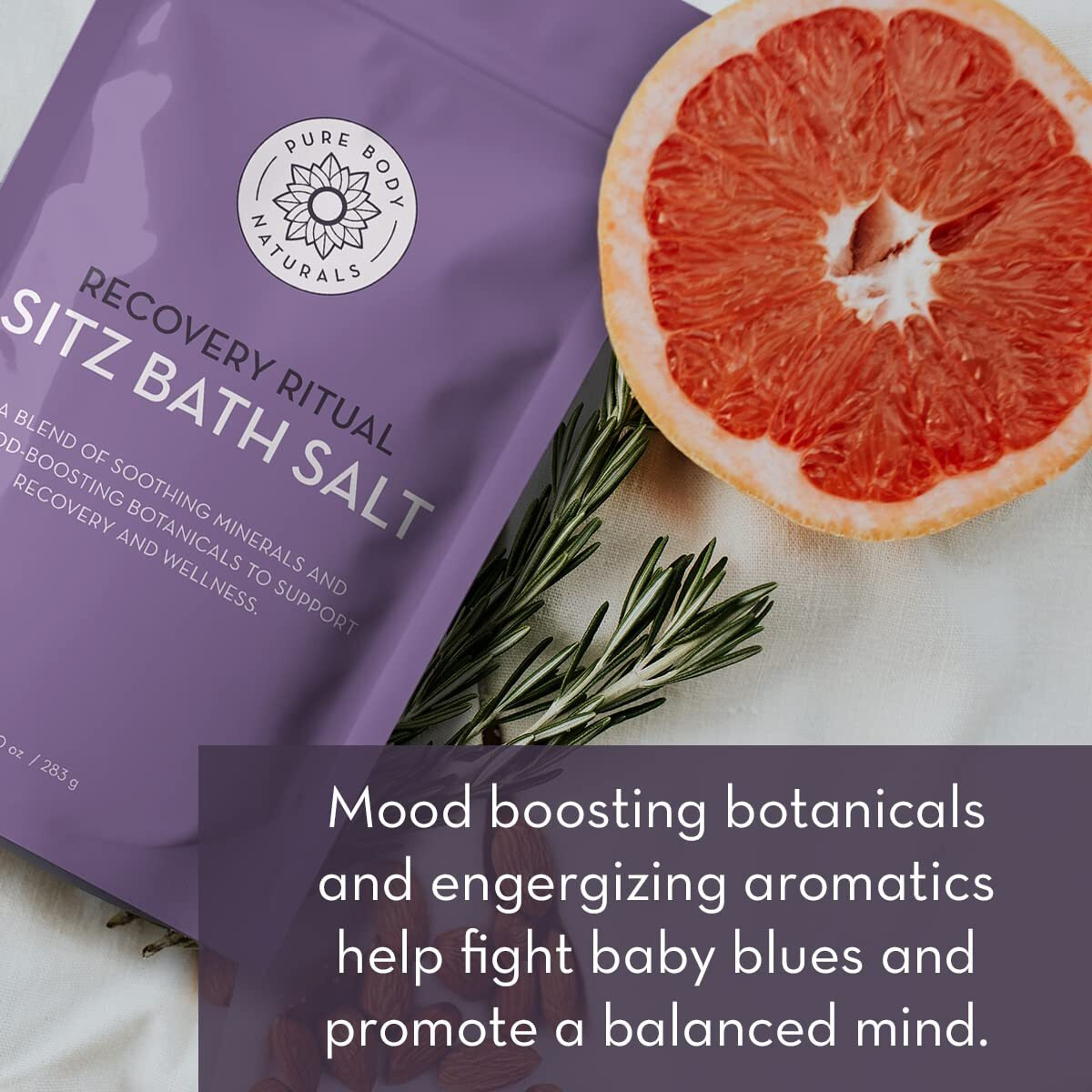 Pure Body Naturals Sitz Bath Salt - Postpartum Care And Hemorrhoid Treatment - Natural Soak For Self Care And Hemmoroid Treatment - Post Partum Essentials, 10 Oz