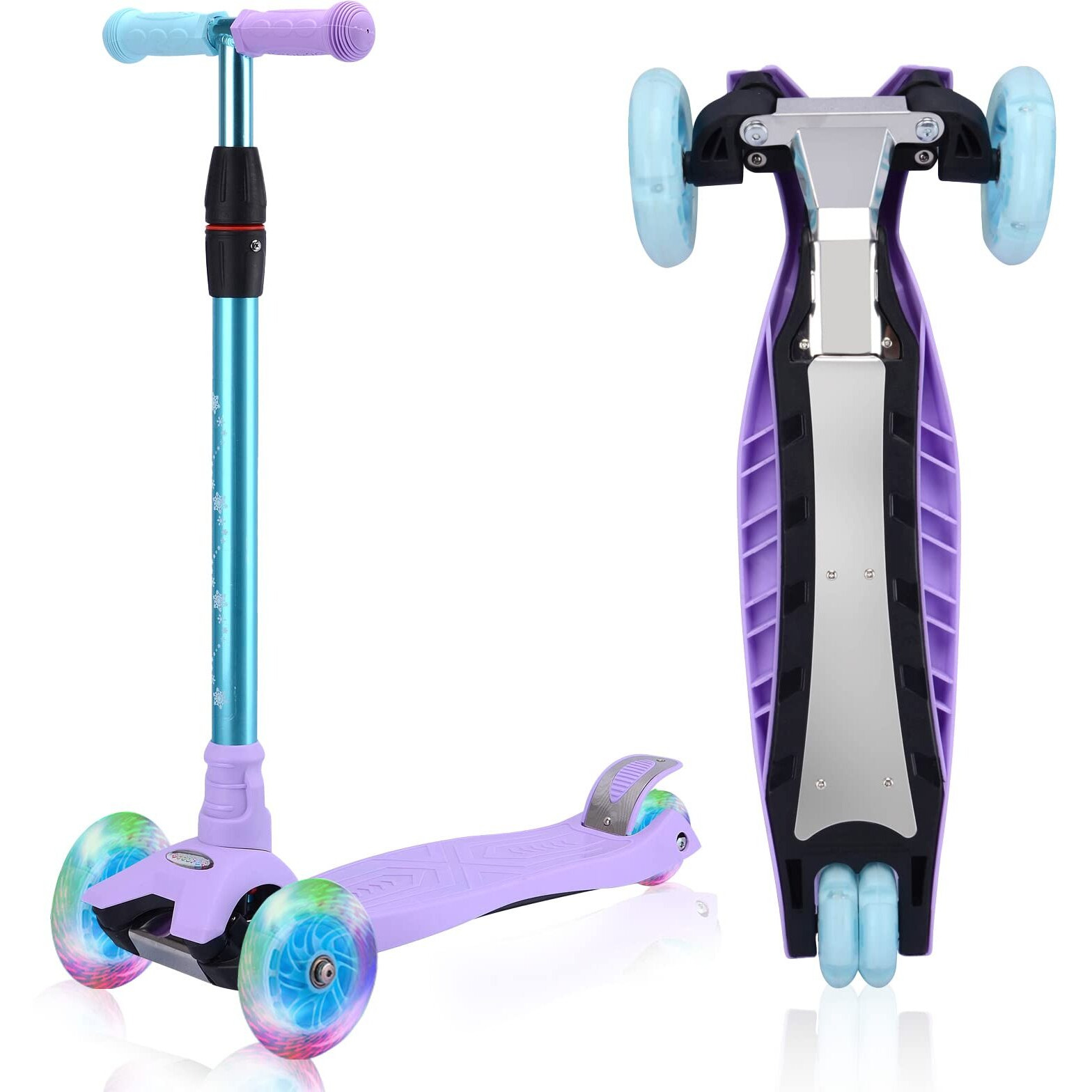 3 Wheel Scooter For Kids Ages 6-12,Kids Scooter With Light Up Wheels, Sturdy Deck Design, And 4 Height Adjustable Suitable For Kids Ages 3-12