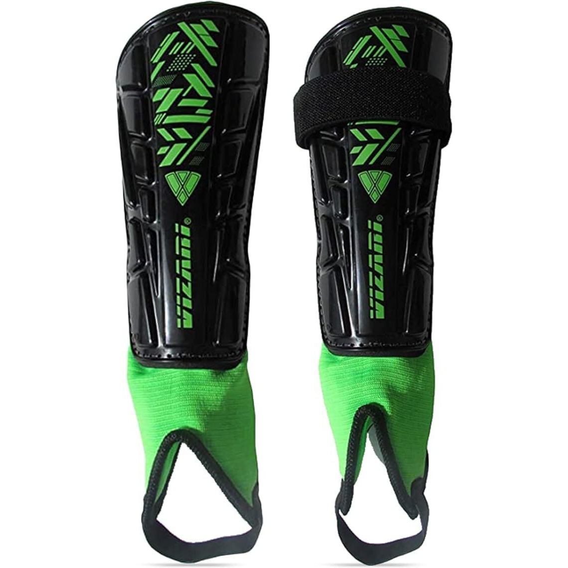 Vizari Malaga Soccer Shin Guard For Kids| Youth Soccer Shin Guard | Lightweight And Breathable Child Calf Protective Gear Soccer Equipment | Black / White | Large