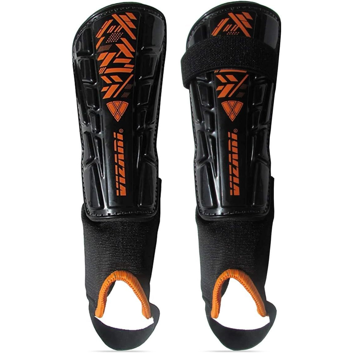 Vizari Malaga Soccer Shin Guard For Kids| Youth Soccer Shin Guard | Lightweight And Breathable Child Calf Protective Gear Soccer Equipment | Black / Orange | Xx - Small