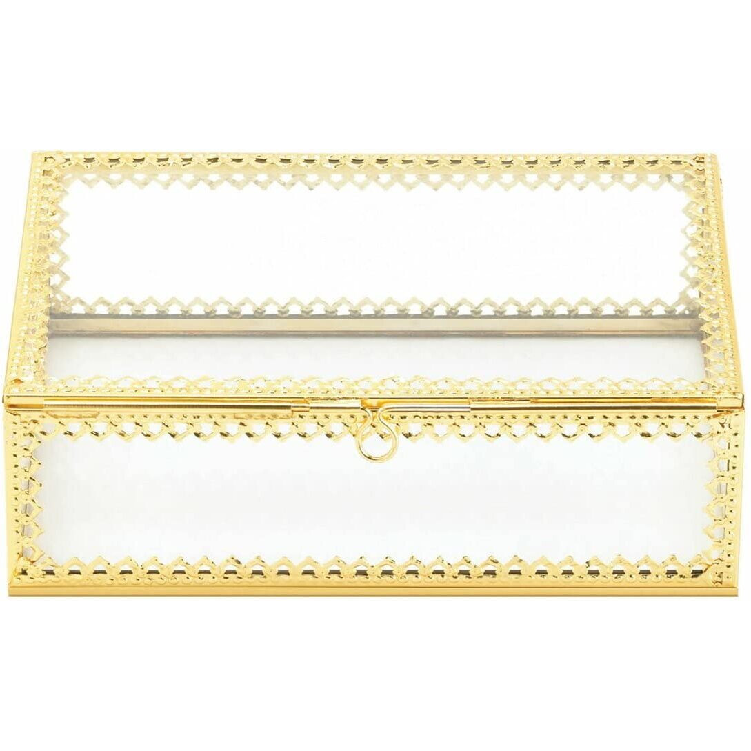 Accent Plus Glass Jewelry Box With Gold Frame
