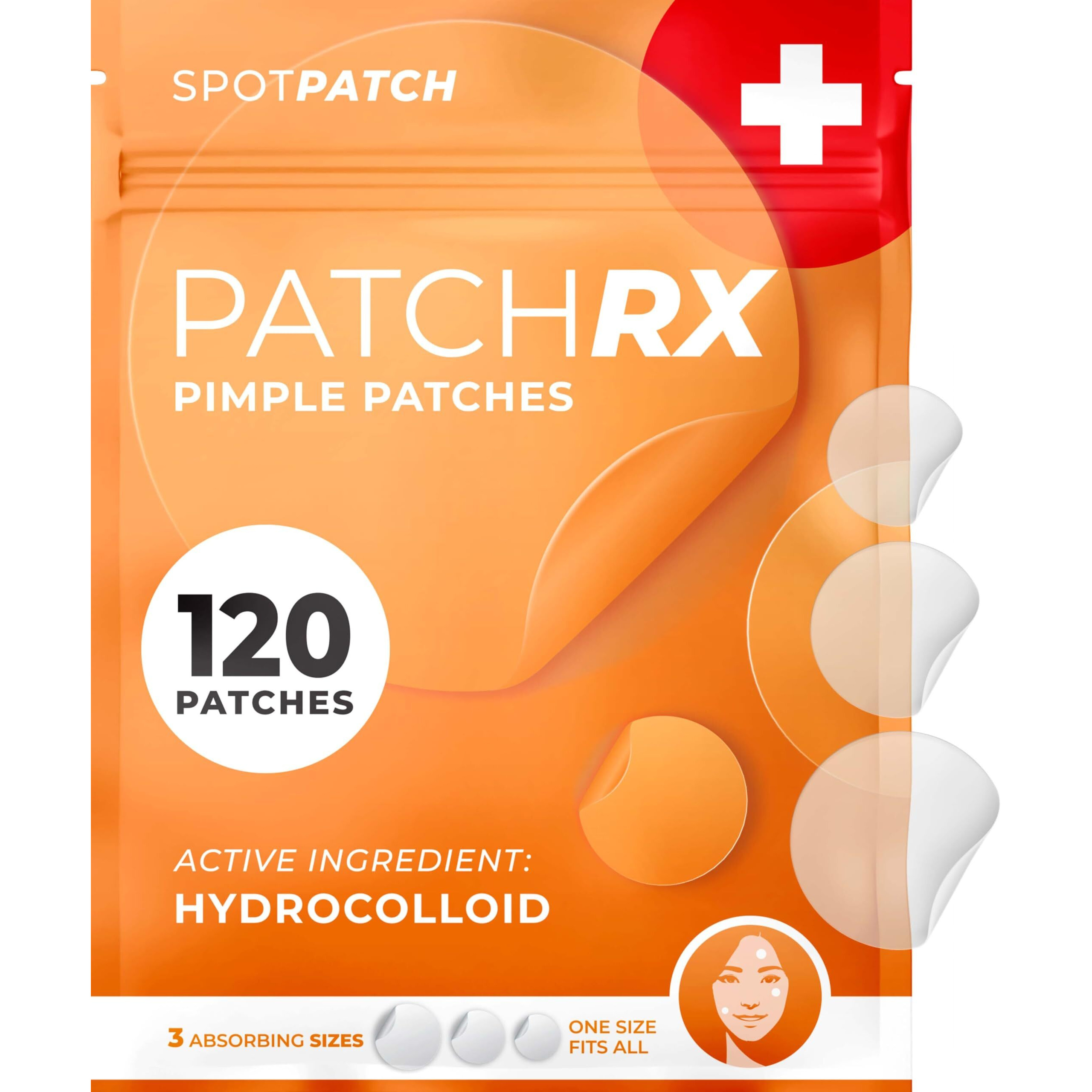 Patchrx Acne Patches (120 Count) With Hydrocolloid Only, Hydrocolloid Pimple Patches For Face - Zit Patch Acne Dots - Acne Patches - Pimple Patch With 3 Size Acne Stickers