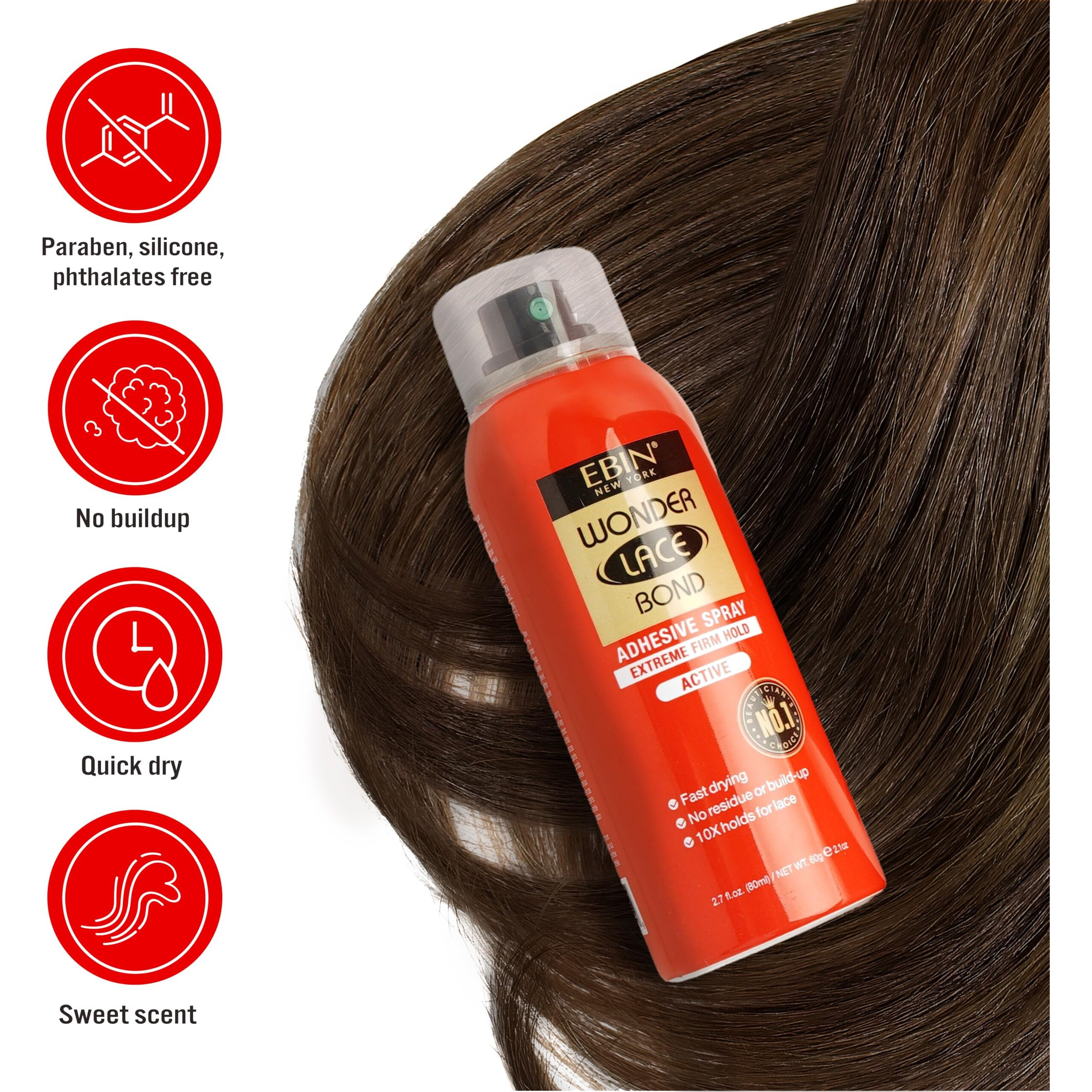 Ebin New York Wonder Lace Bond Adhesive Spray (Extreme Firm Hold, 6.34Oz / 180Ml)