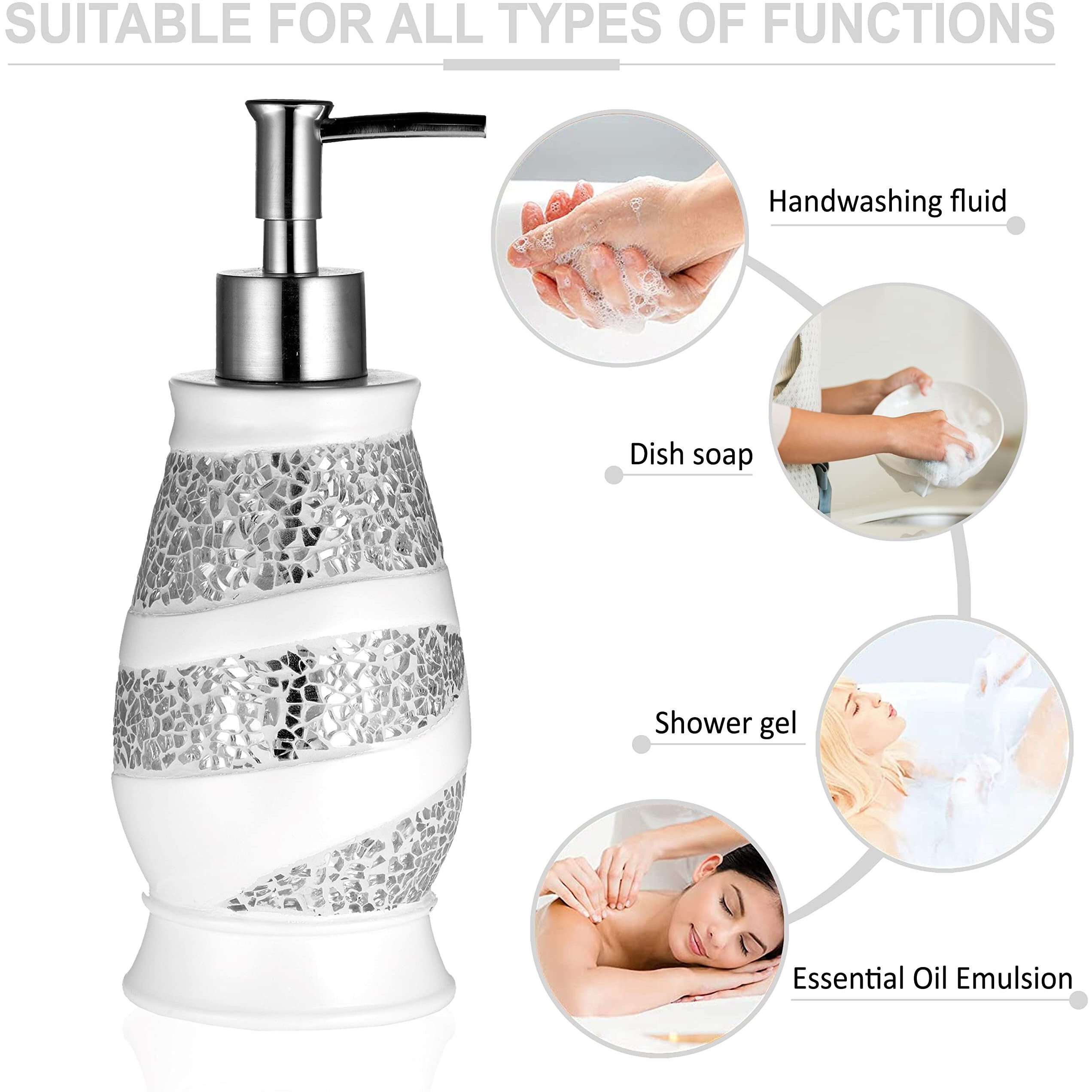 Popular Bath Sinatra White Soap Dispenser/Lotion Pump Classic Luxury Lotion Pump Contemporary Decor White Color For Bathroom With This Unique Design Stylish Decor Bling Mosaic